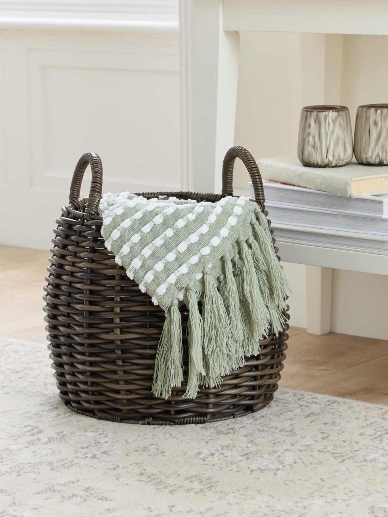 undefined Round Dark Woven Basket