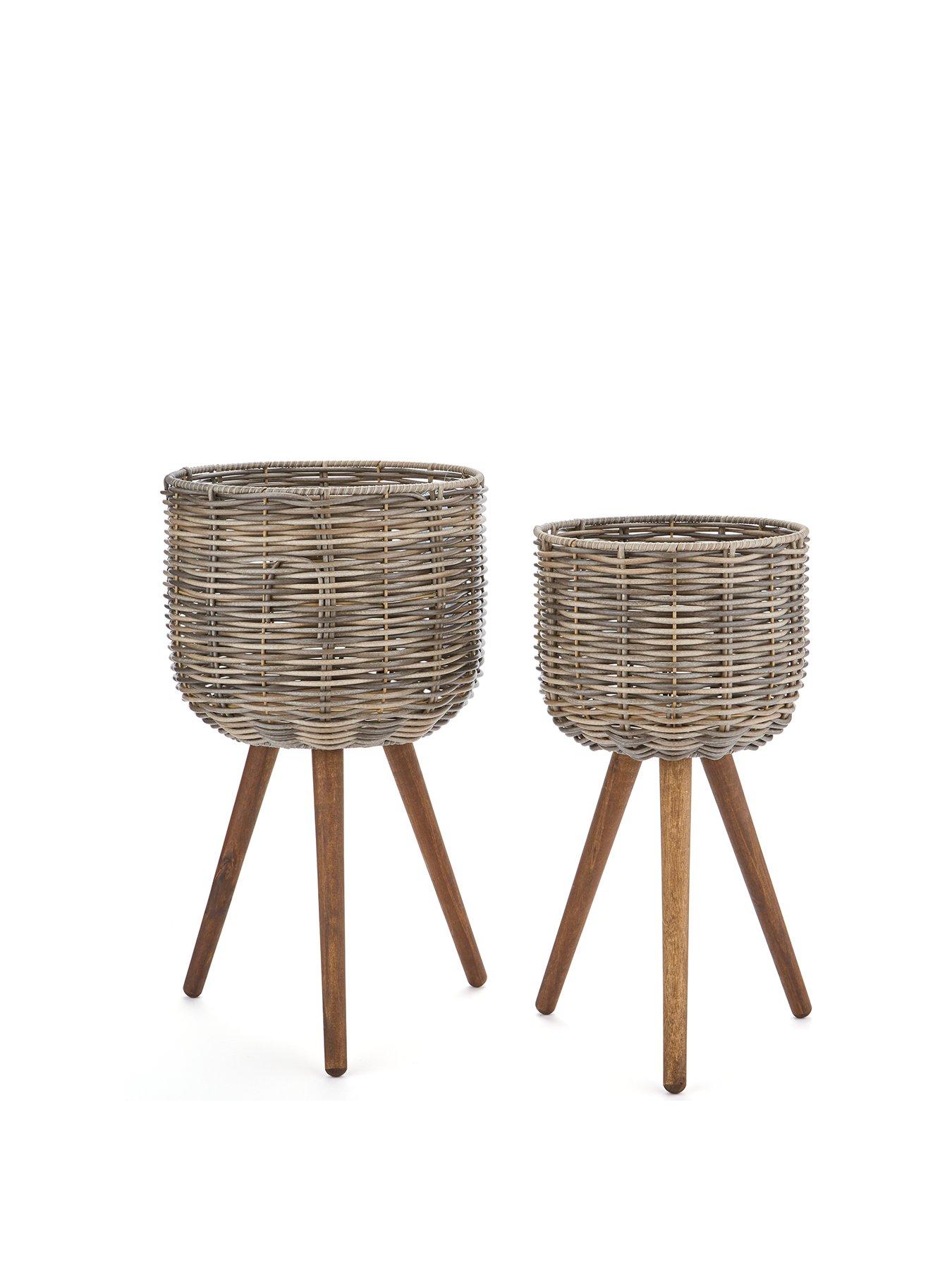 Image 2 of 4 of The Very Collection Set Of 2 Dark Rattan Planters