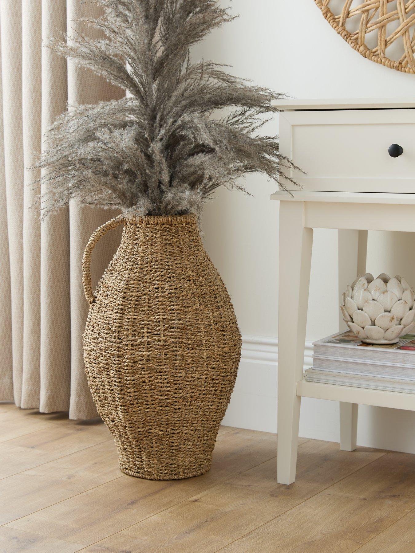 Product photograph of Very Home Woven Vase With Handle 52cm from very.co.uk