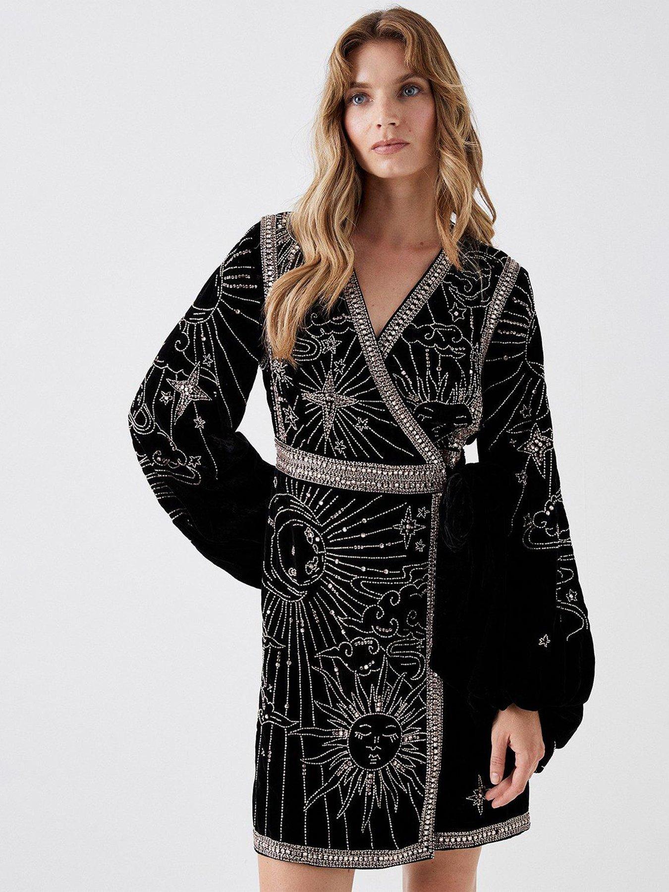 Coast black velvet sales dress