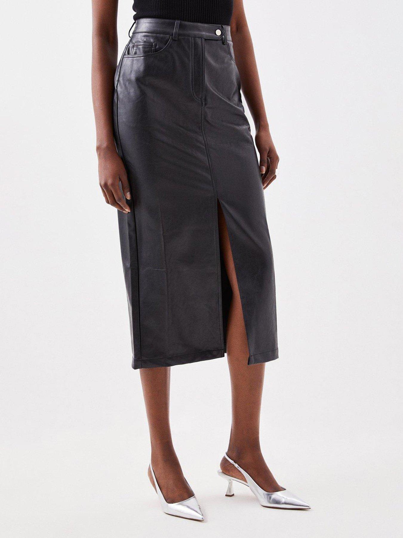 Pour Moi Elise Faux Leather Midi Pencil Skirt