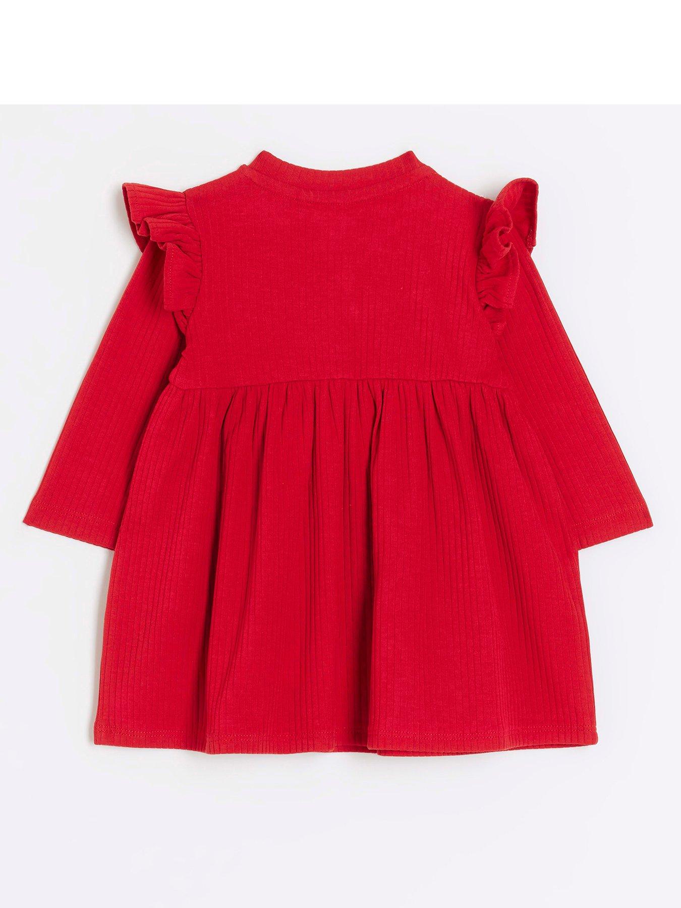River Island Baby Baby Girls Long Sleeve Dress Red very.co.uk