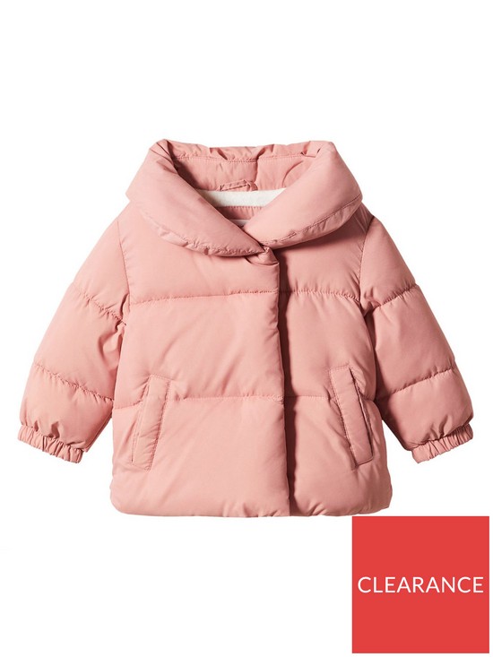 front image of mango-younger-girls-padded-funnel-neck-coat-light-pink