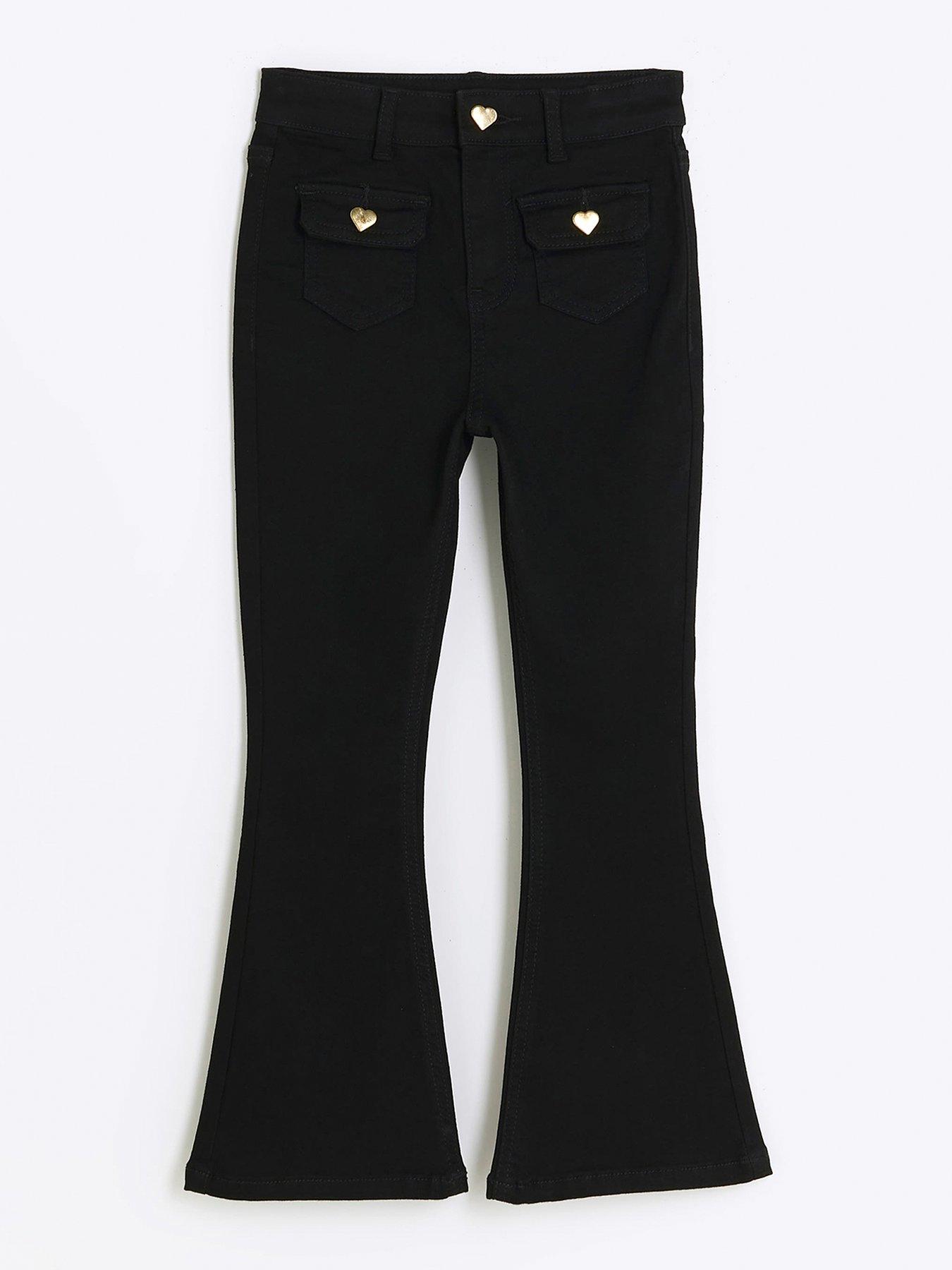 undefined Girls Front Pocket Flare Jeans - Black