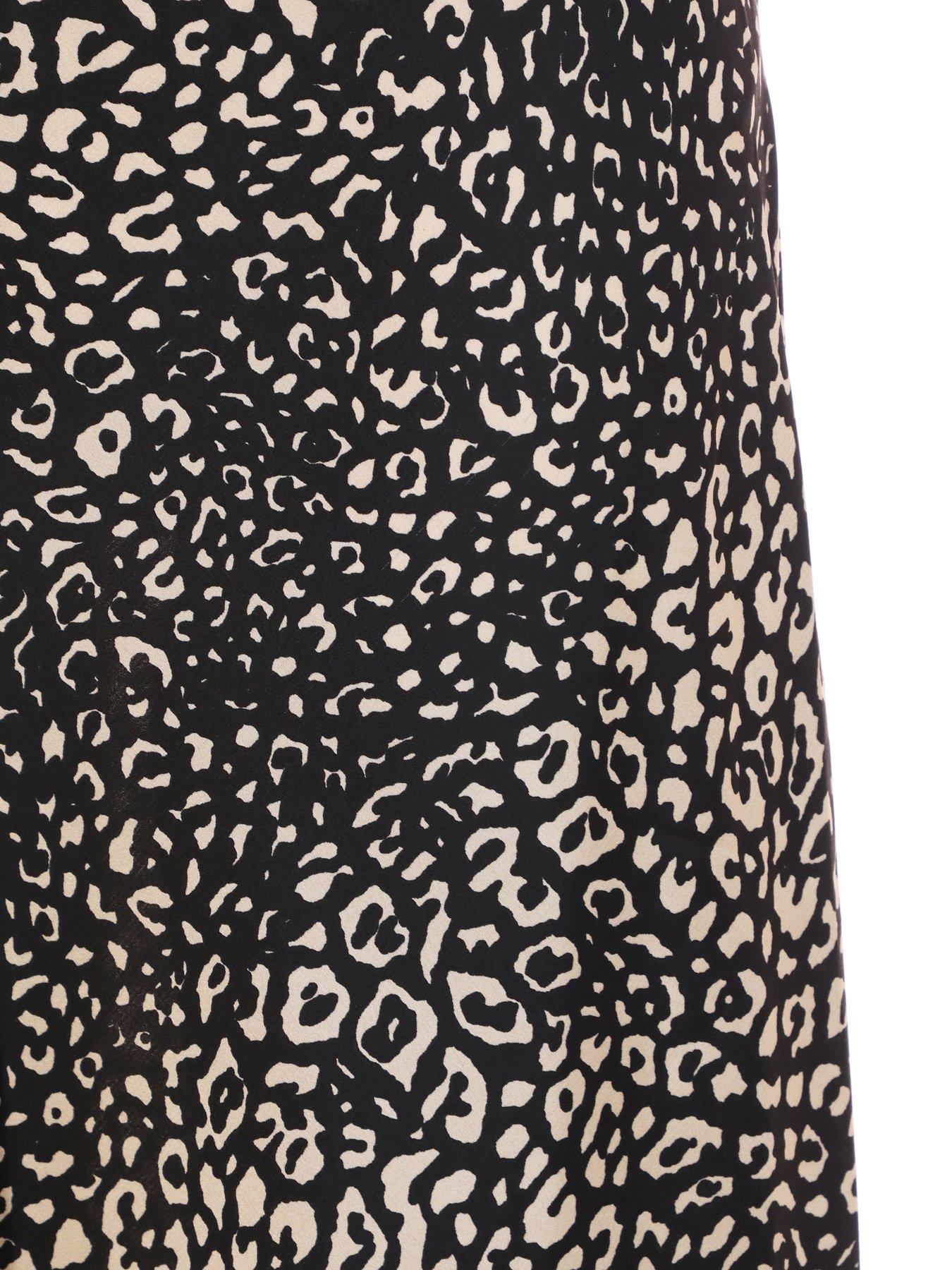 Quiz Black Satin Animal Print Midi Skirt