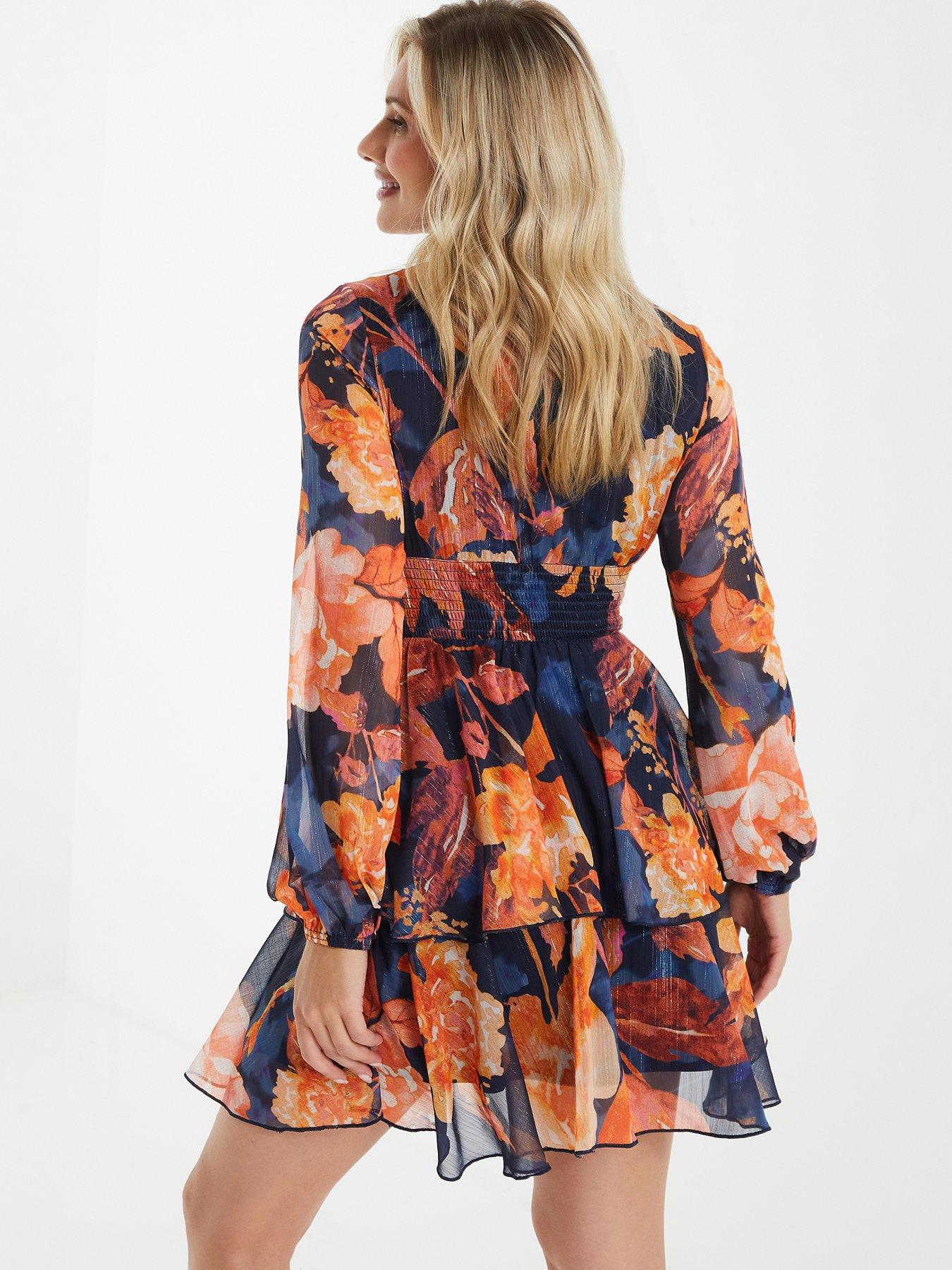 orange skater mini dress Orange Sheer Sexy Mini Skater Party Flare Dress Cocktail Club Prom