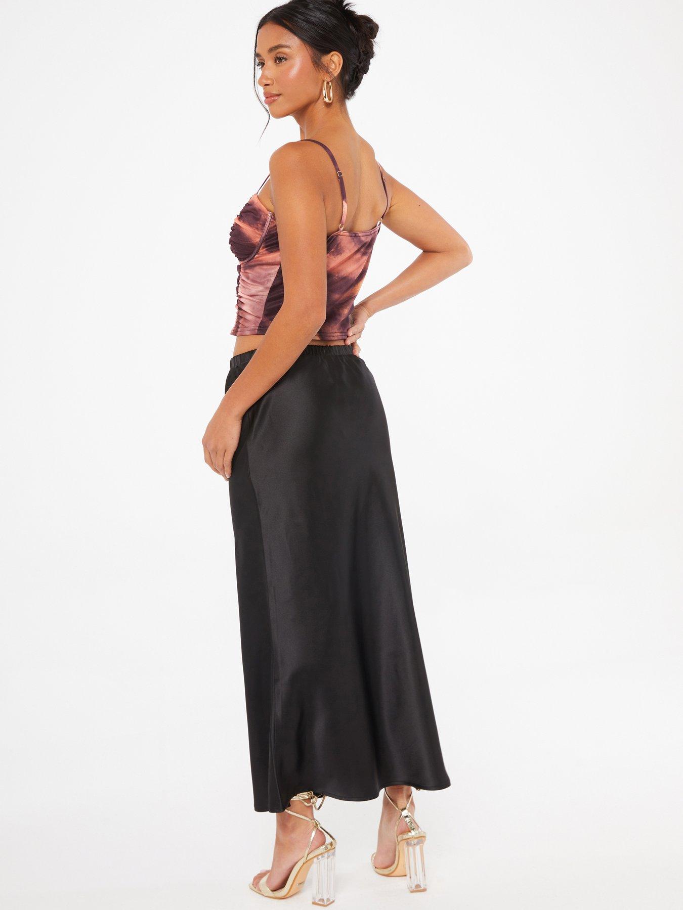 Petite satin maxi outlet skirt