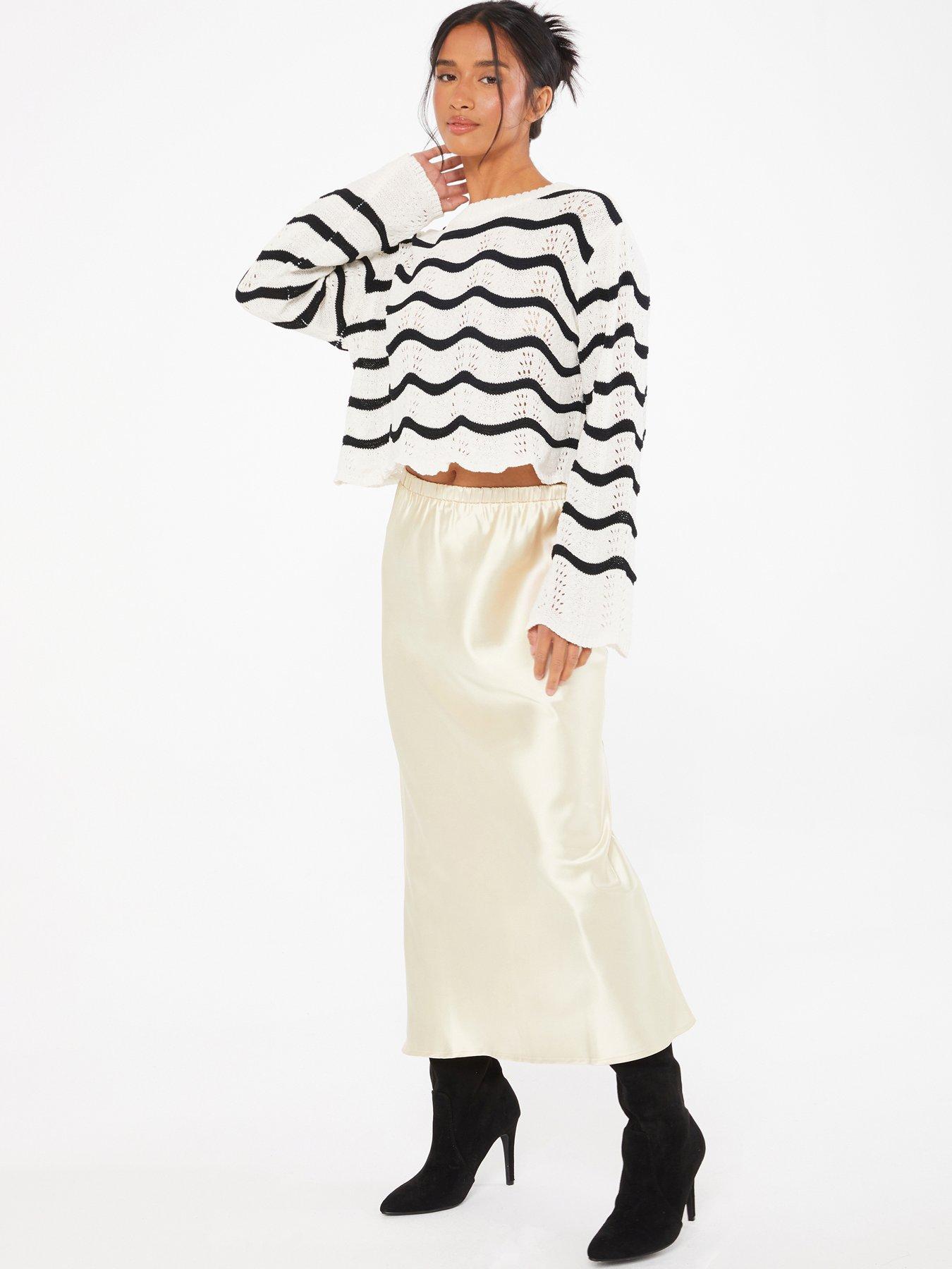 Petite beige bias cut midi outlet skirt