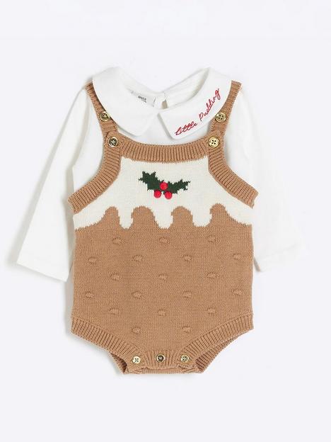 river-island-baby-baby-christmas-pudding-romper-set-beige