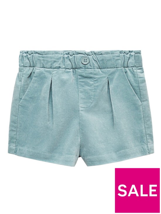 front image of mango-younger-girls-suedette-shorts-light-green