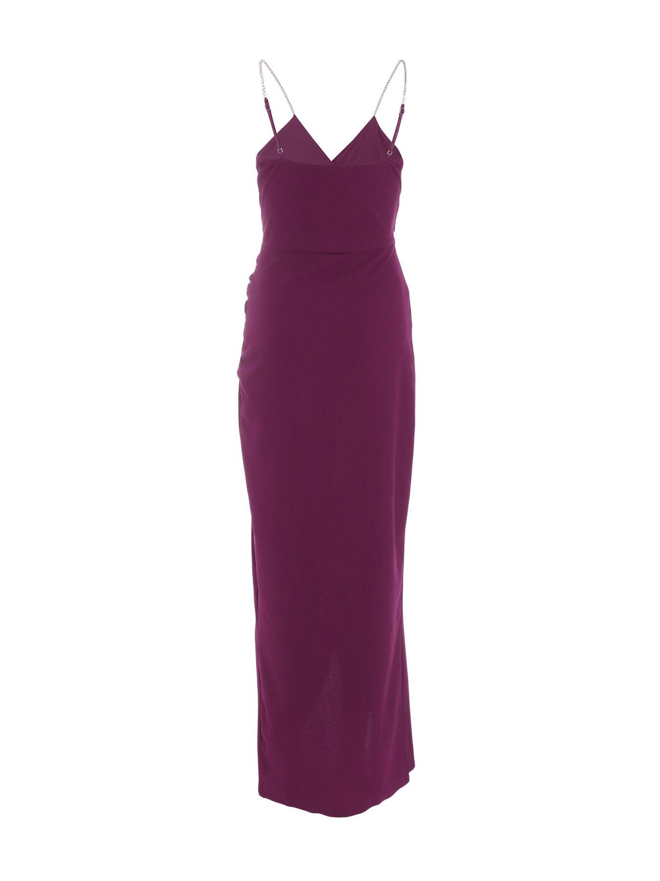 Quiz Purple Diamante Wrap Maxi Dress