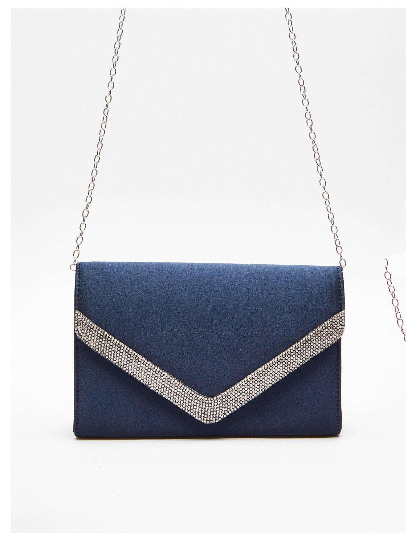 Navy leather clearance clutch bag uk