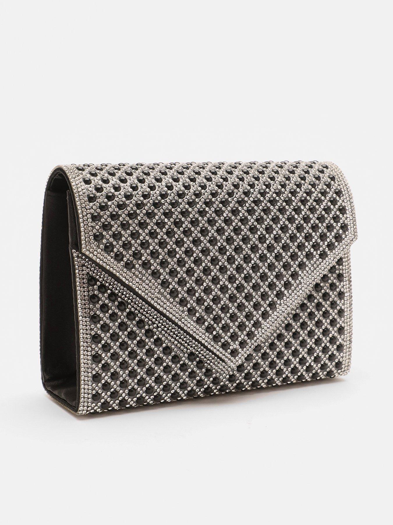 Black and silver 2025 clutch bag uk