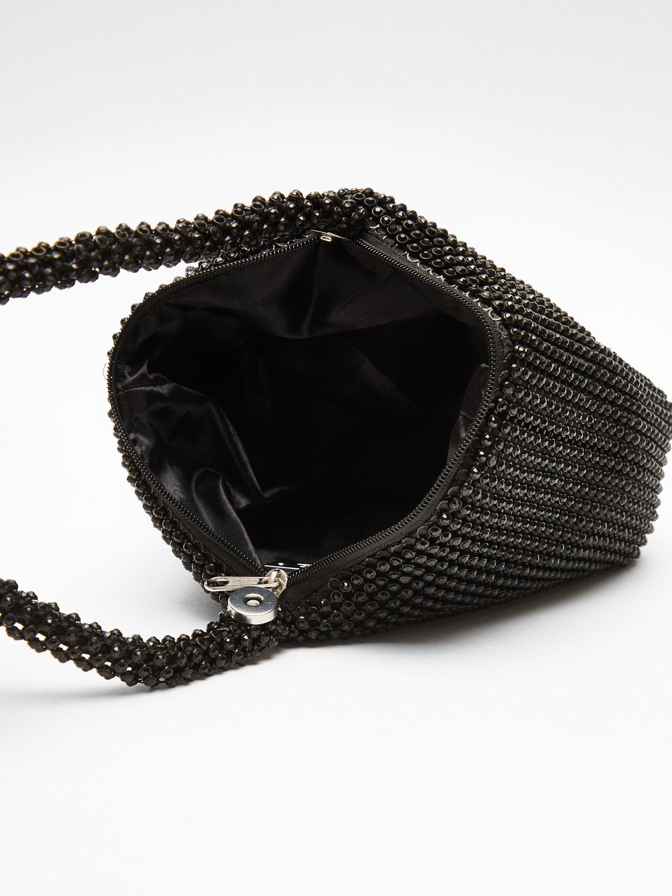 Quiz Black Diamante Pouch Bag Very.co.uk