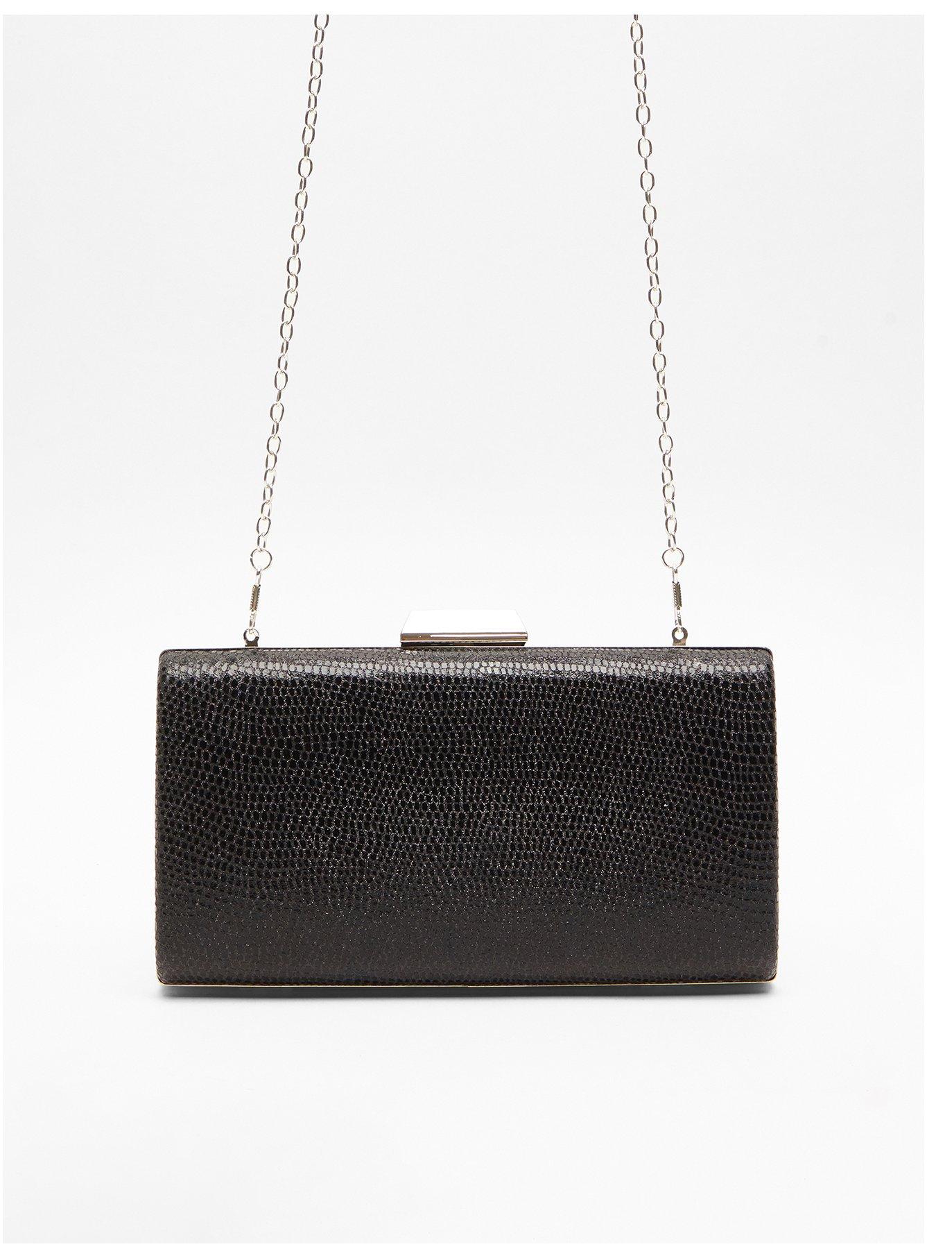 Black Snake Print Clutch Bag