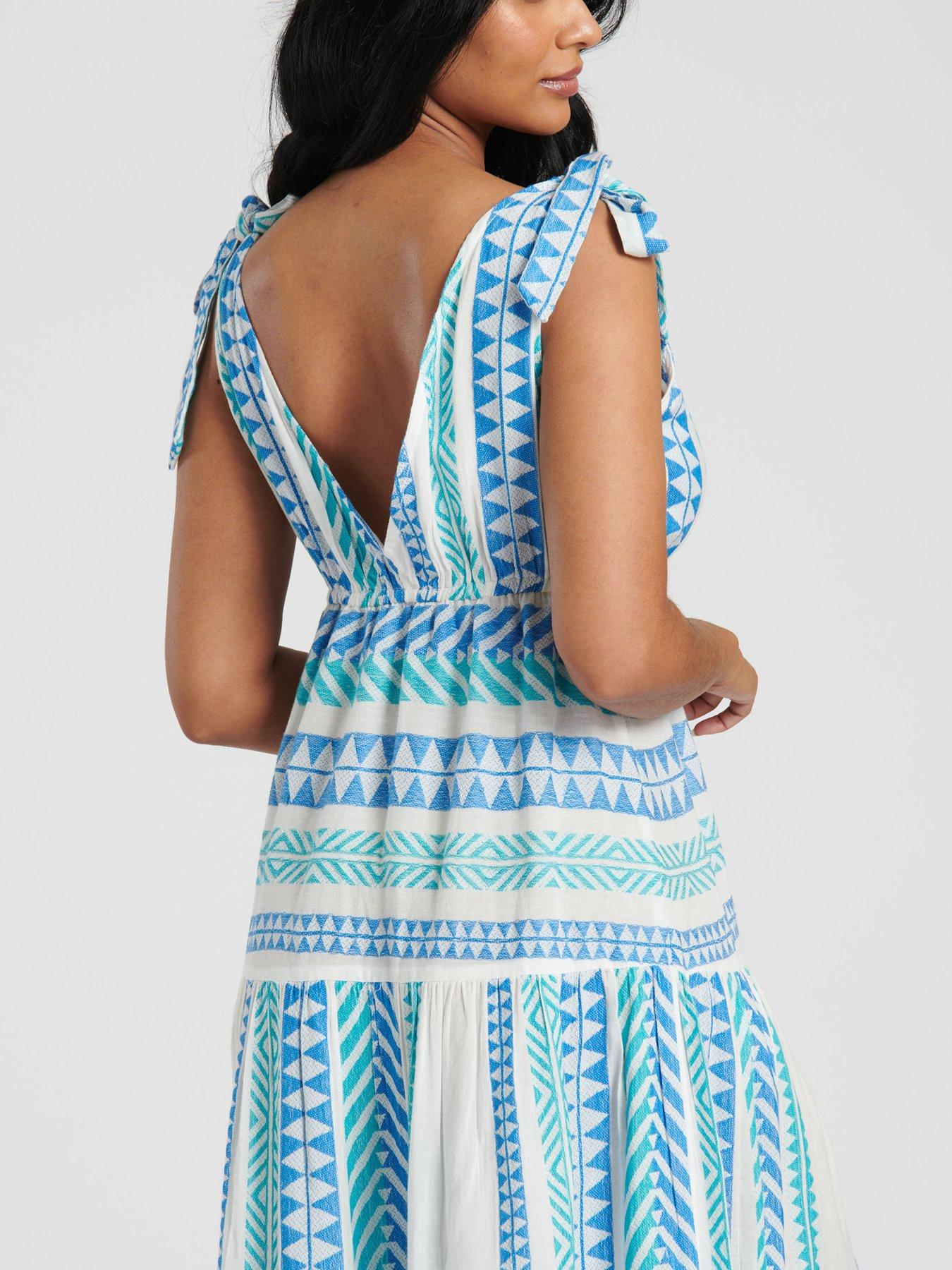 south beach jacquard dress Cream South Beach V Neck Jacquard Maxi Dress