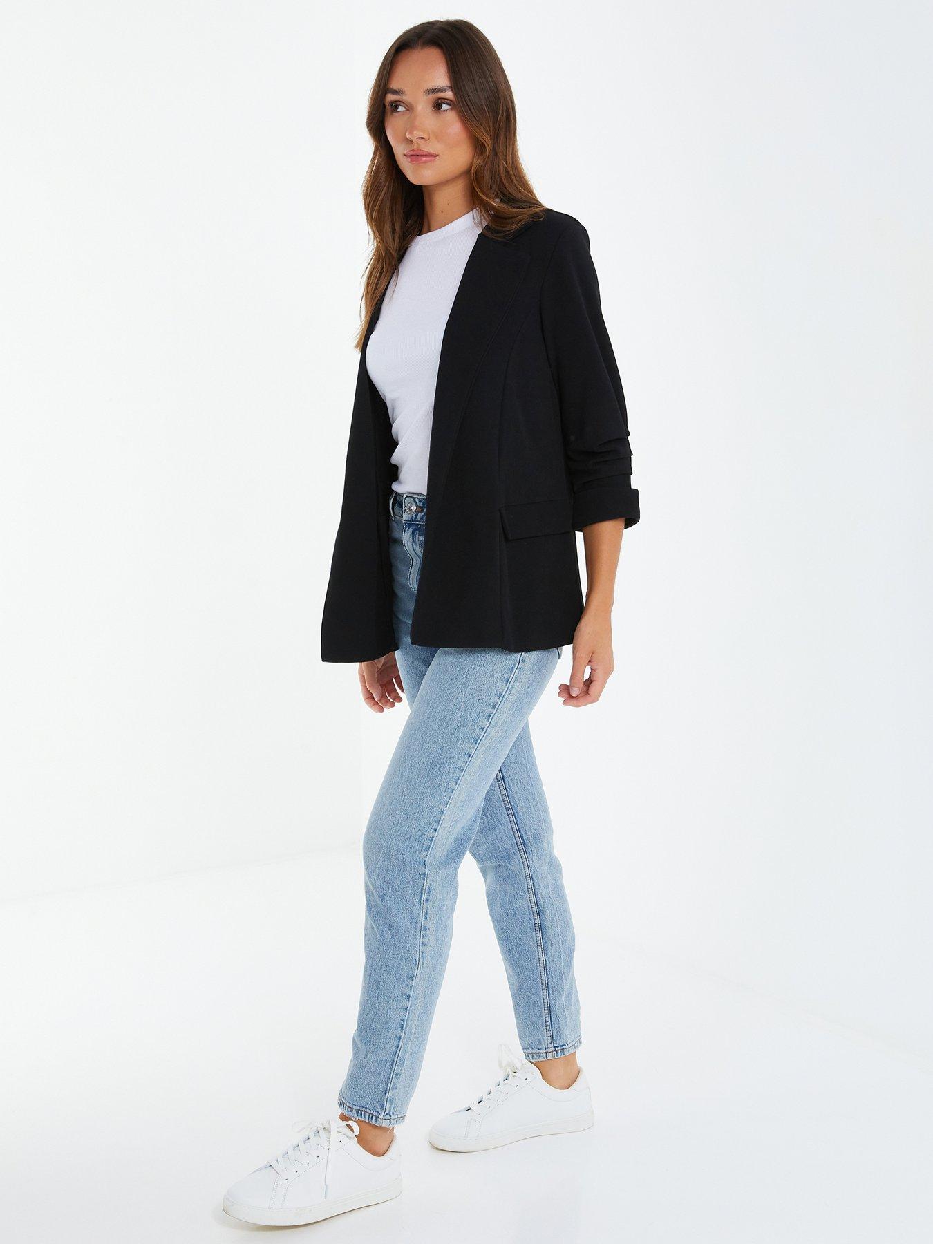 Ruched sleeve outlet black blazer