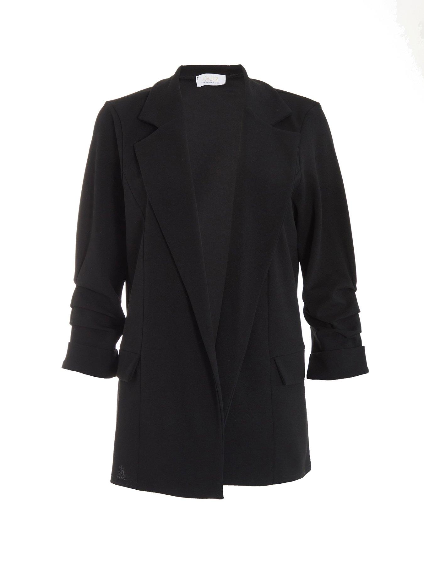 Quiz Black Ruched Sleeve Blazer | Very.co.uk