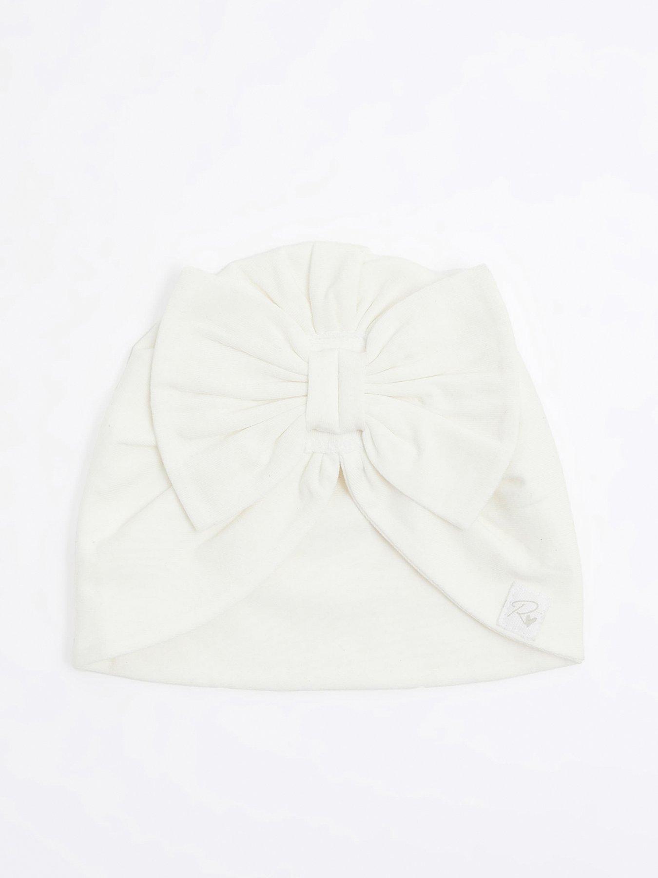 River Island Baby Baby Girls Bow Turban Hat - Cream, Cream, Size 6-12 Months