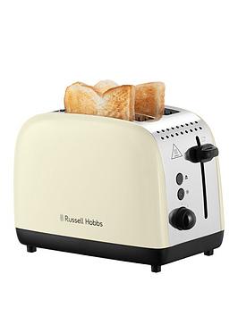 Product photograph of Russell Hobbs Stainless Steel 2-slice Toaster - Cream from very.co.uk