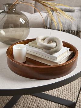 Product photograph of Michelle Keegan Home Round Walnut Tray from very.co.uk
