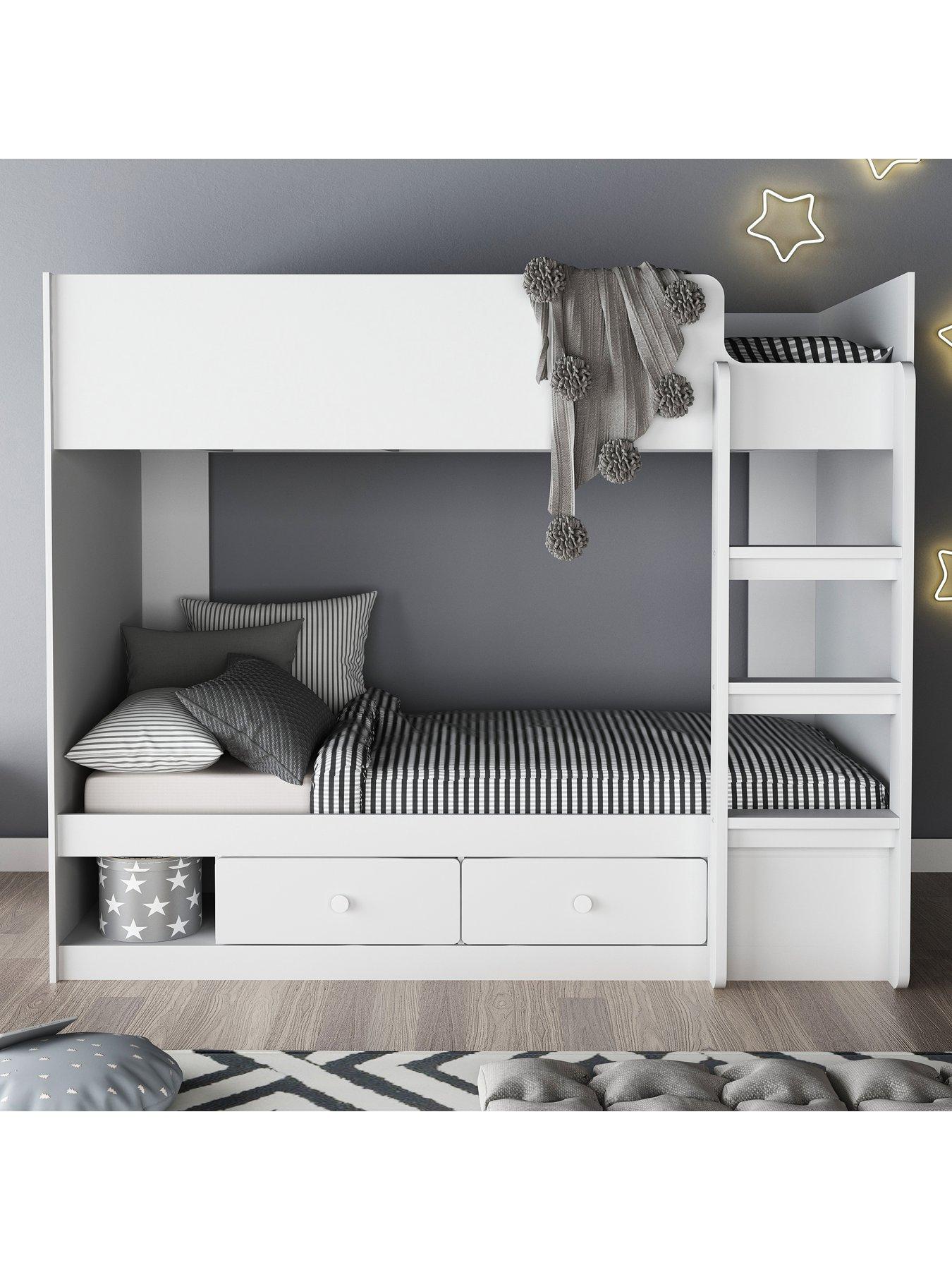 Product photograph of Very Home Peyton Bunk Bed Frame With Drawers And Mattress Options Buy And Save - Bunk Bed Frame With 2 Premium Mattresses from very.co.uk