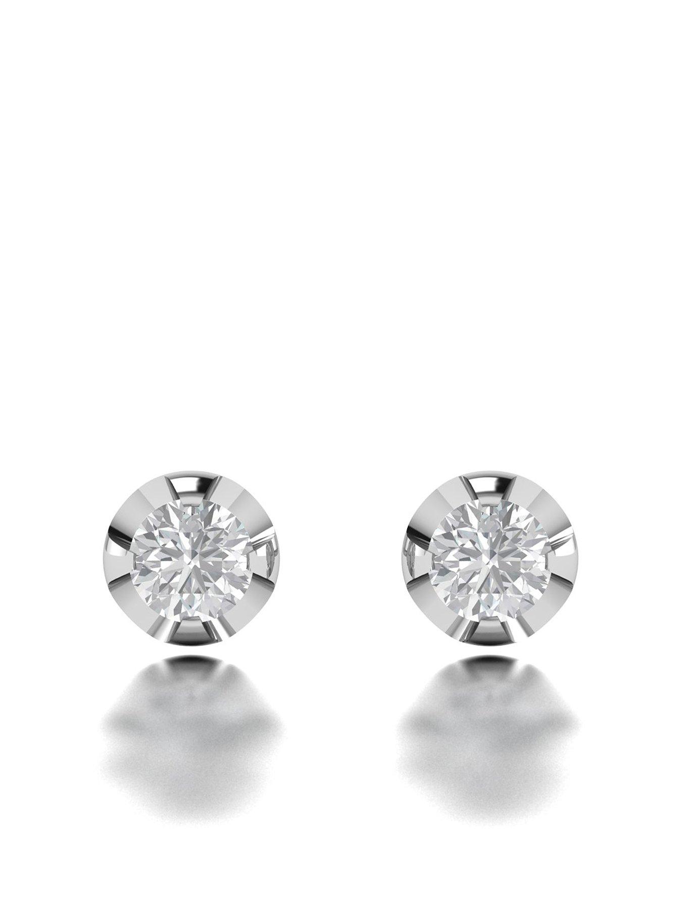Product photograph of Love Diamond 9ct White Gold 0 40ct Diamond Stud Earrings from very.co.uk