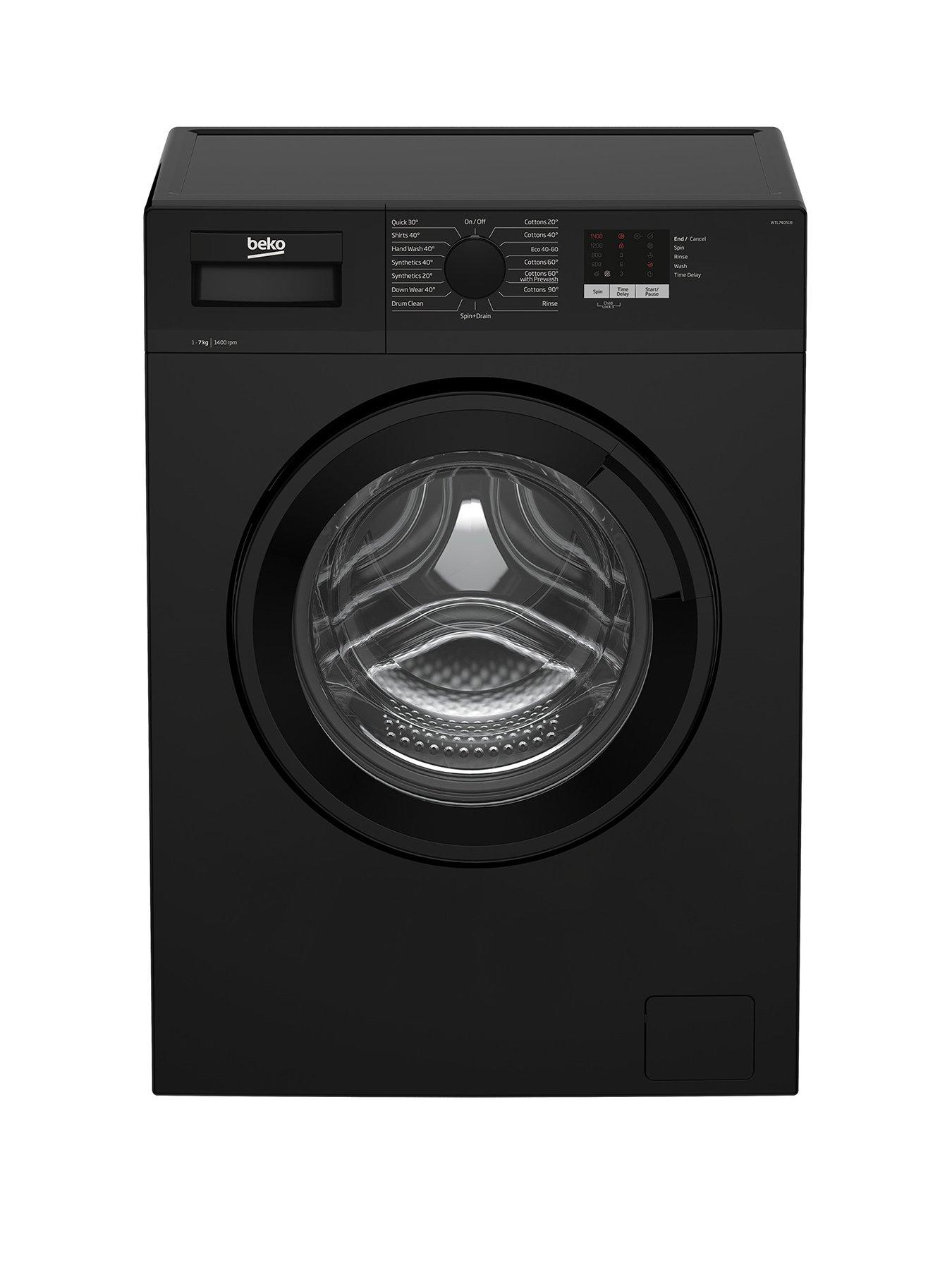 Product photograph of Beko Wtl74051b 7kg Load 1400 Spin Washing Machine - Black from very.co.uk