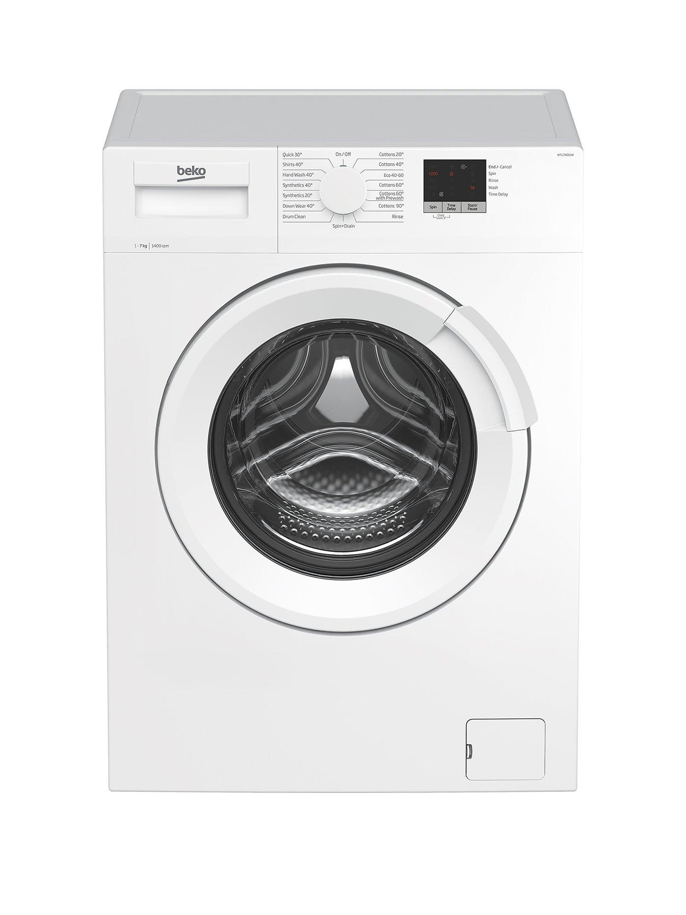 Product photograph of Beko Wtl74051w 7kg Load 1400 Spin Recycledtub Washing Machine - White from very.co.uk