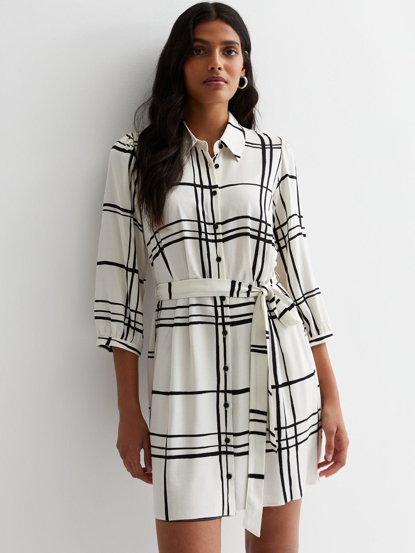 Black and white store checkered shirt dress