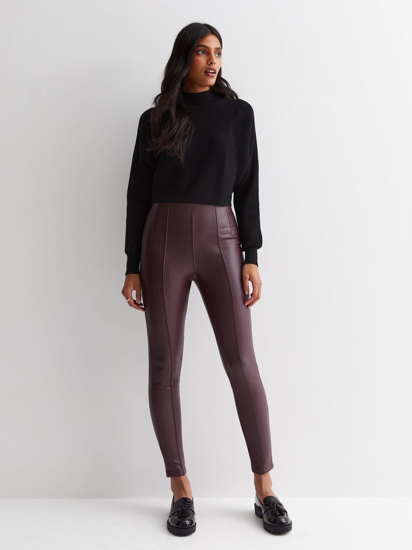 Burgundy Wet Look Leggings