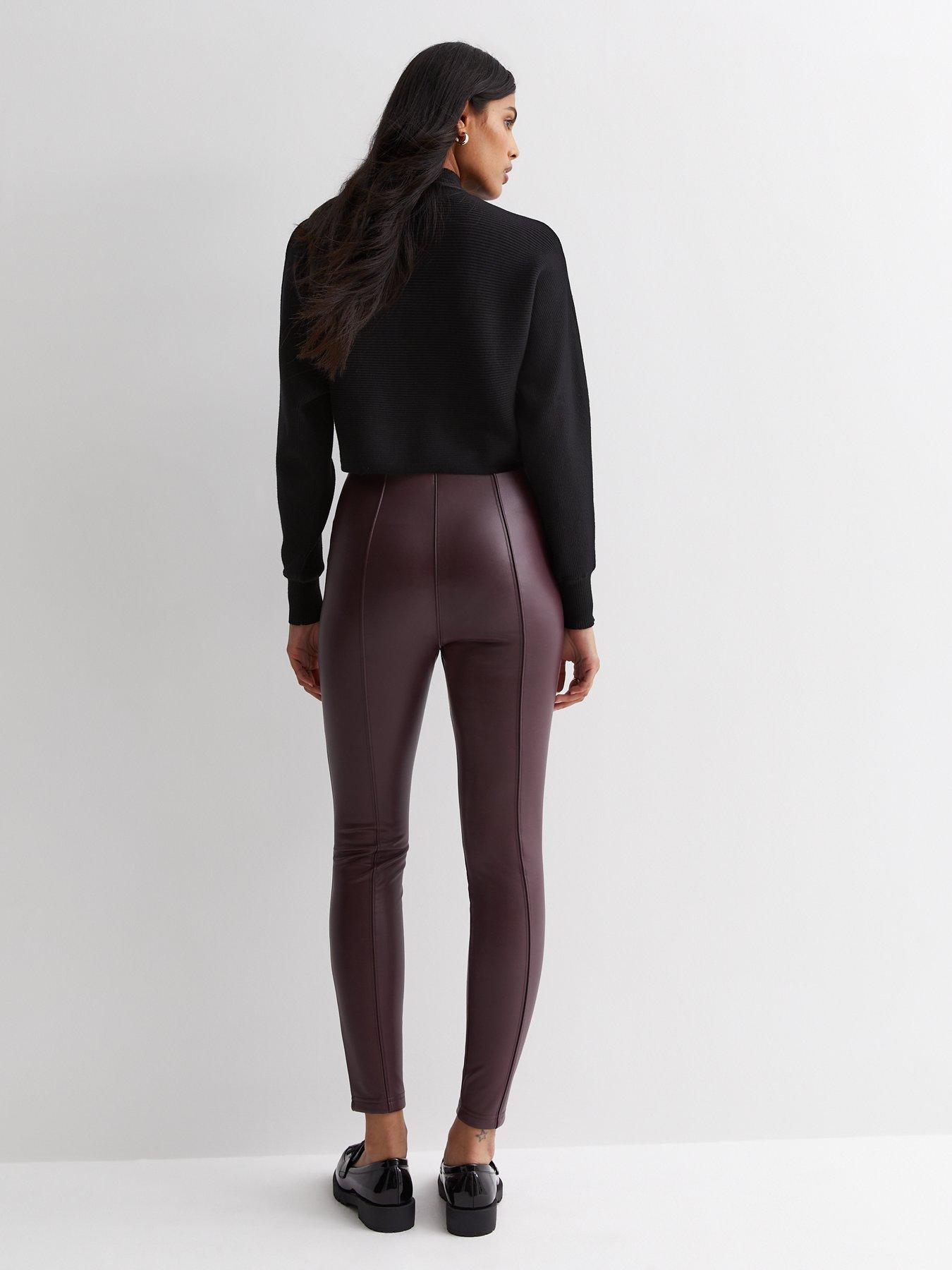 Black Leather-Look High Waist Leggings