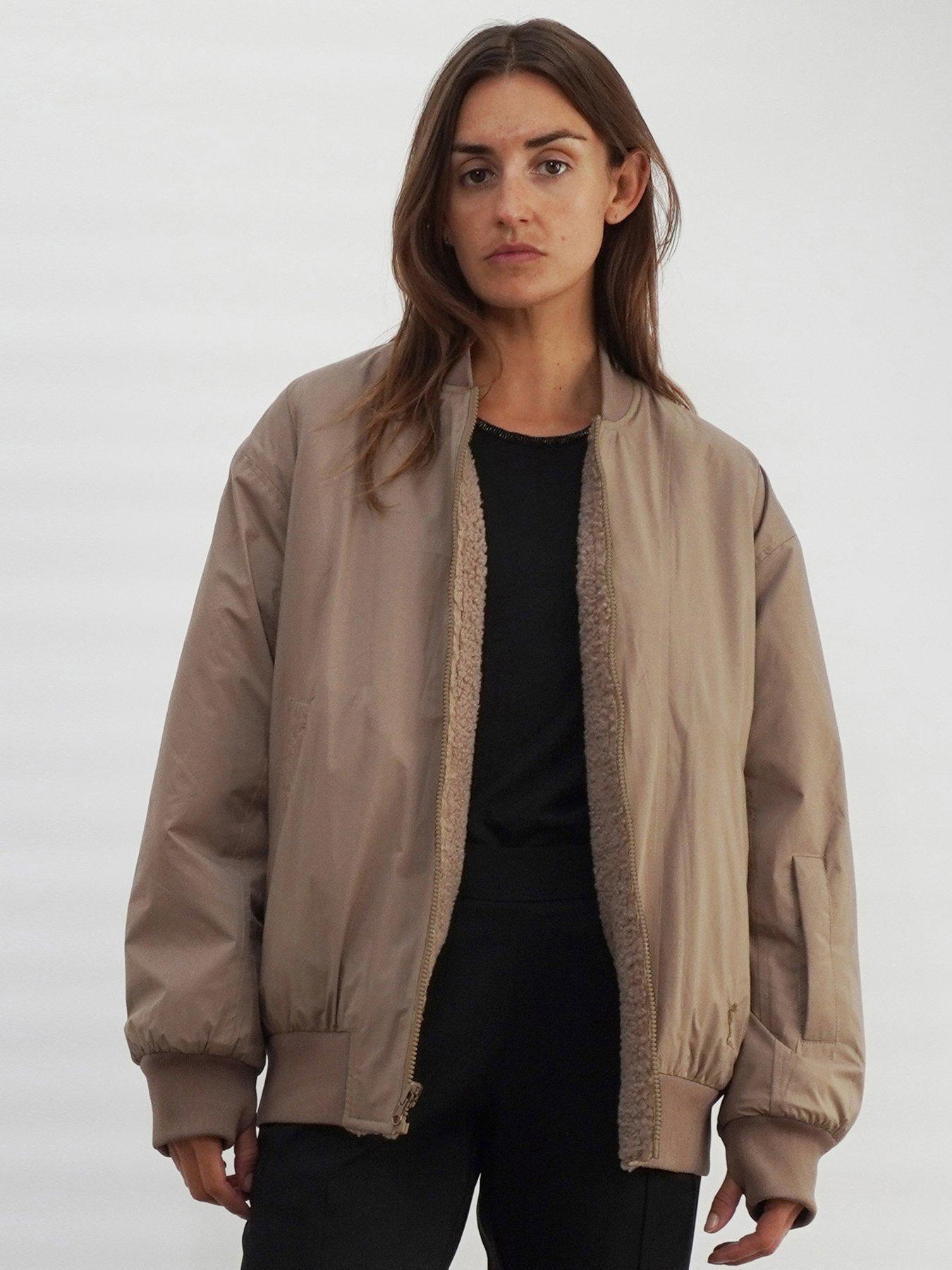 Reversible Nylon Branded Fleece Bomber Neutral