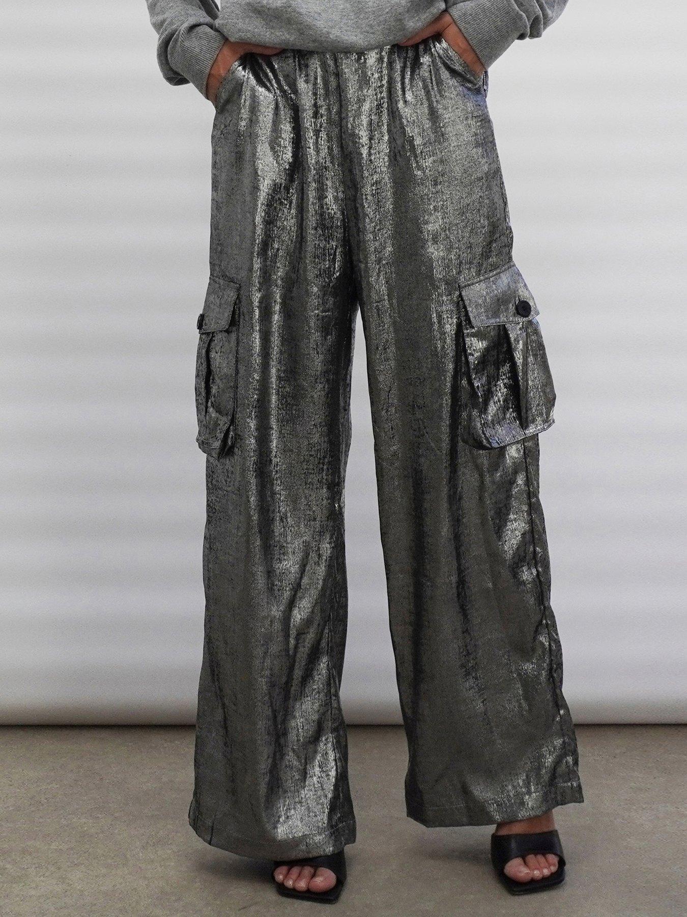 Silver foil outline online track pants