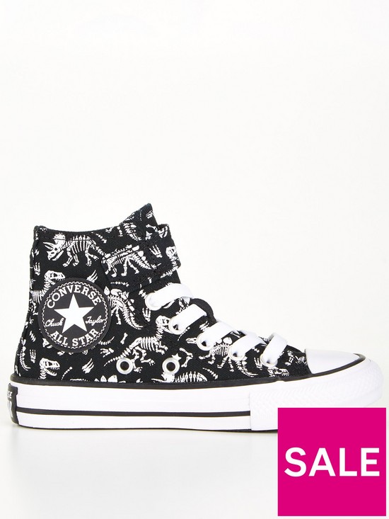 front image of converse-kids-easy-on-dinos-trainers-blackwhite