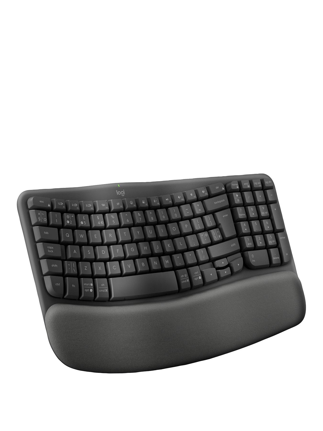 Image of Logitech Wave Keys Wireless Ergonomic Keyboard with Cushioned Palm Rest - Graphite
