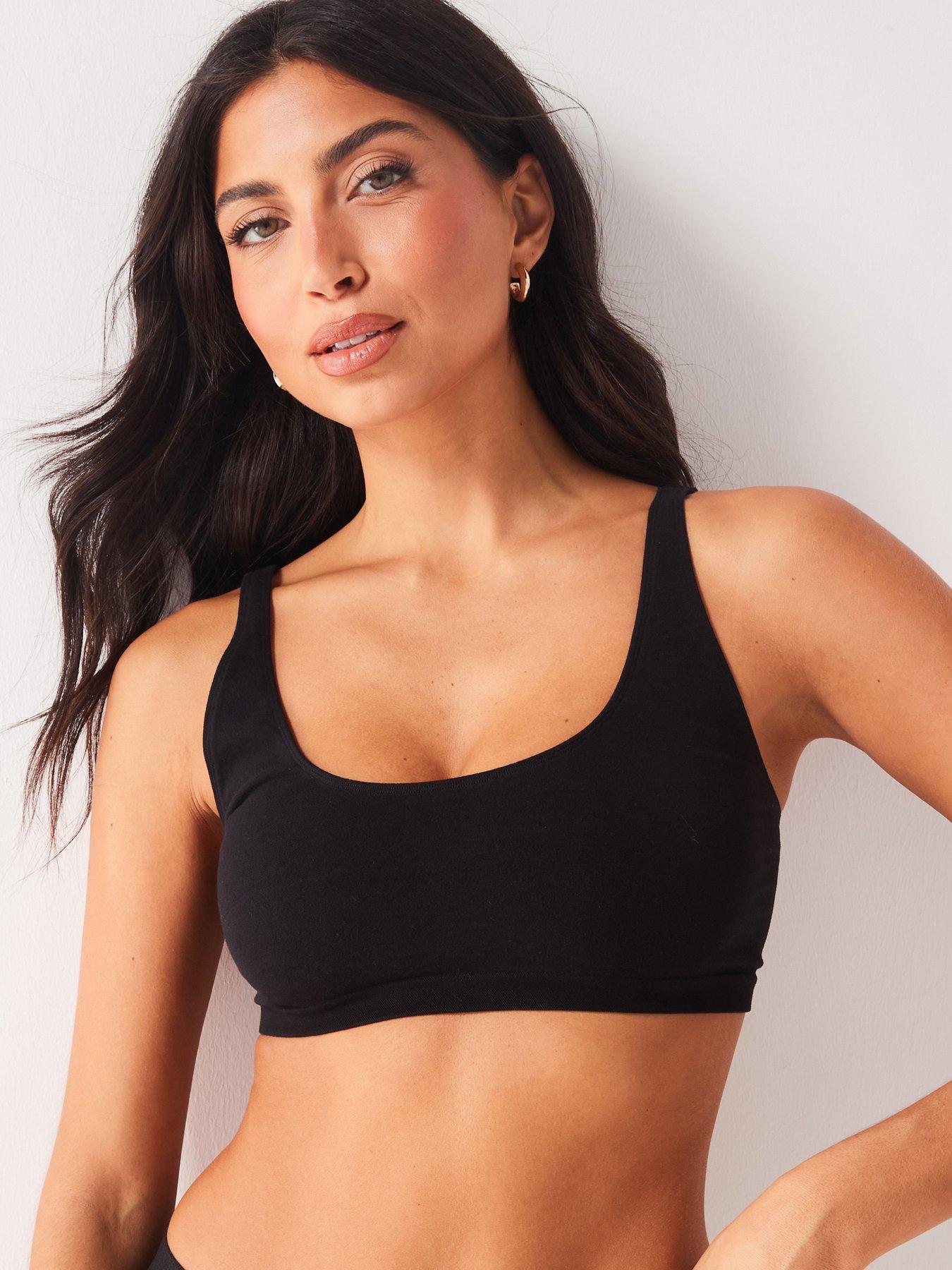 Everybody Seamless Bralette With Built Up Straps - Black, Black, Size L/Xl, Women