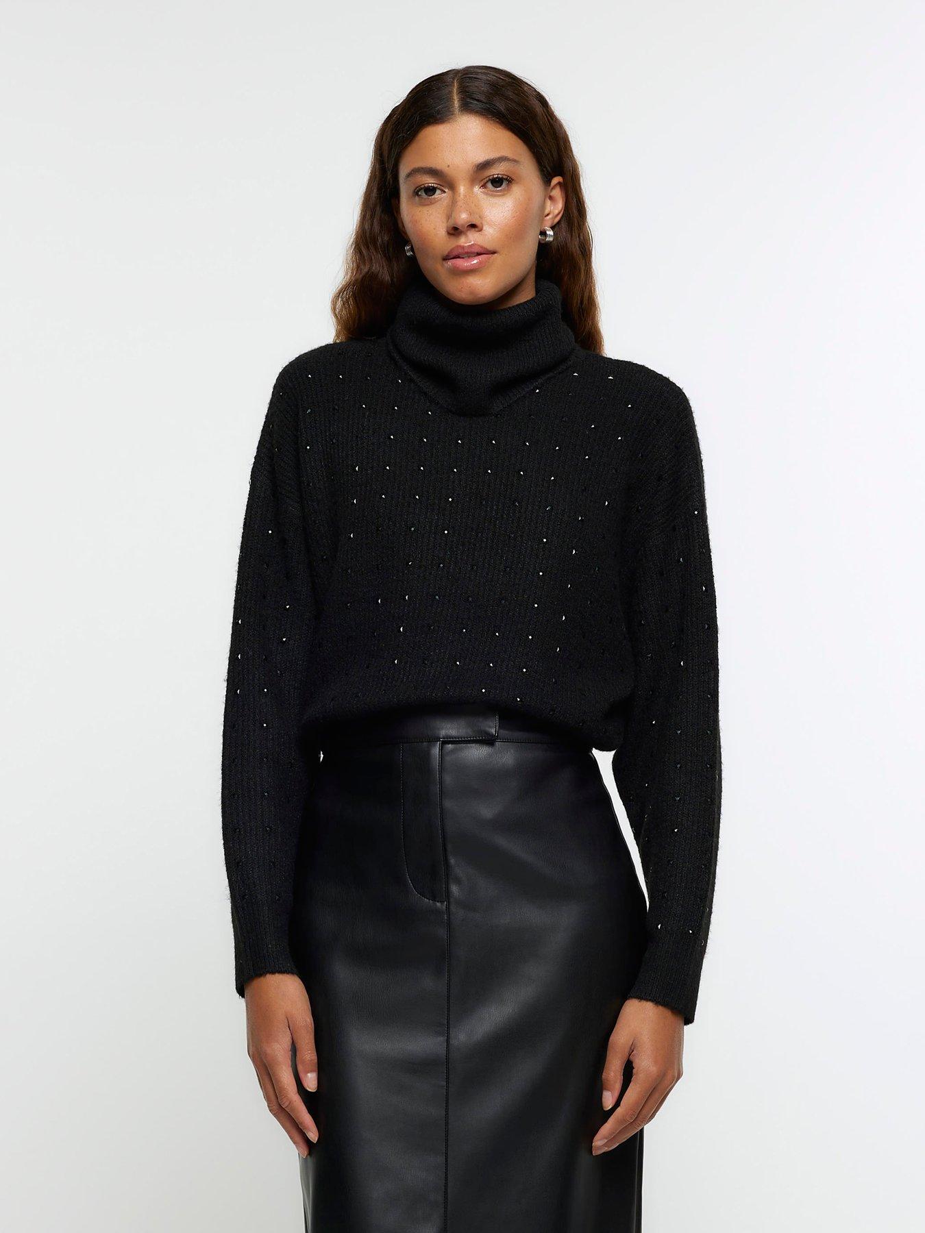 Boohoo Roll Neck Longline Jumper - Black