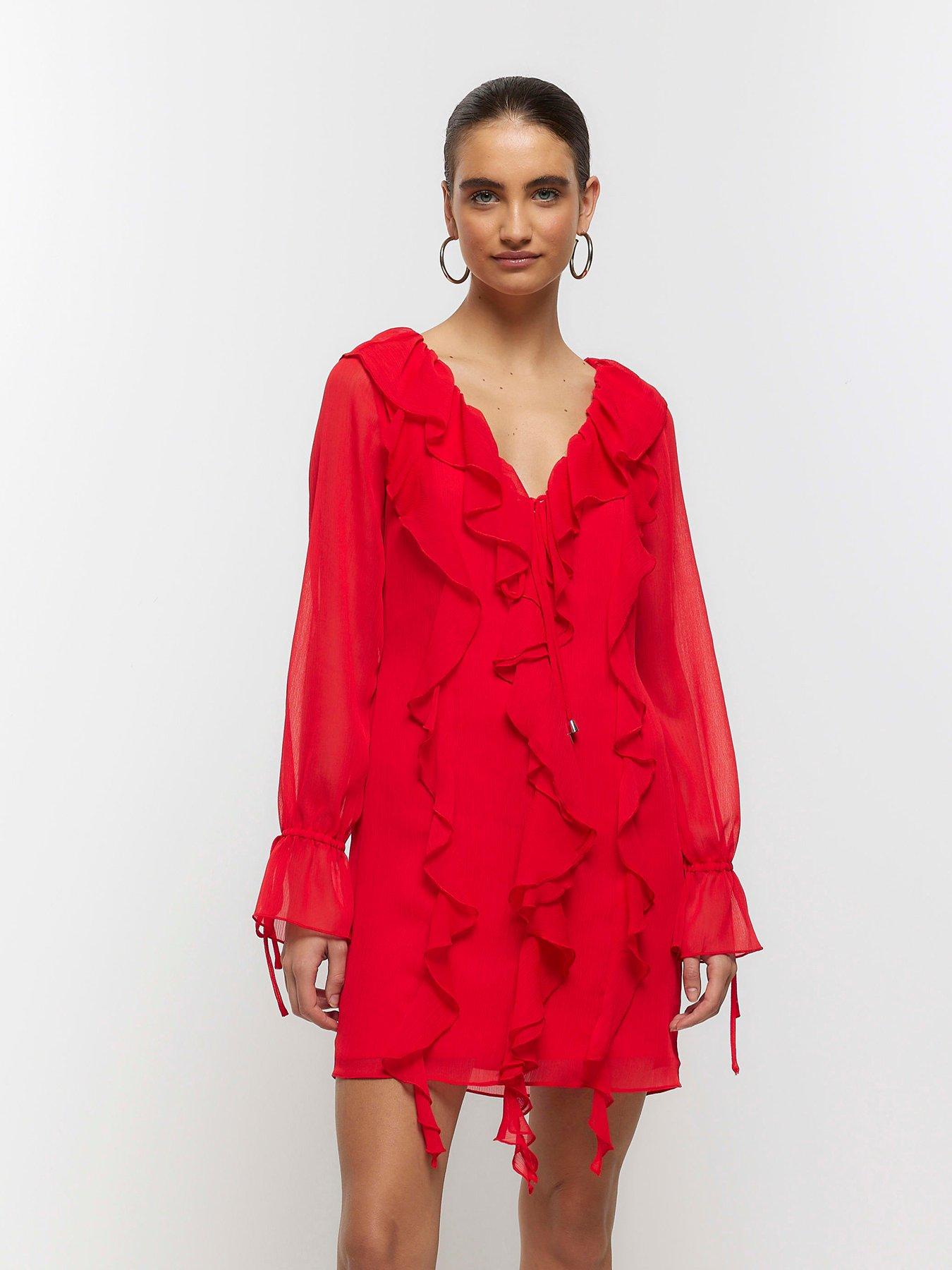 river-island-frill-detail-mini-dress-red