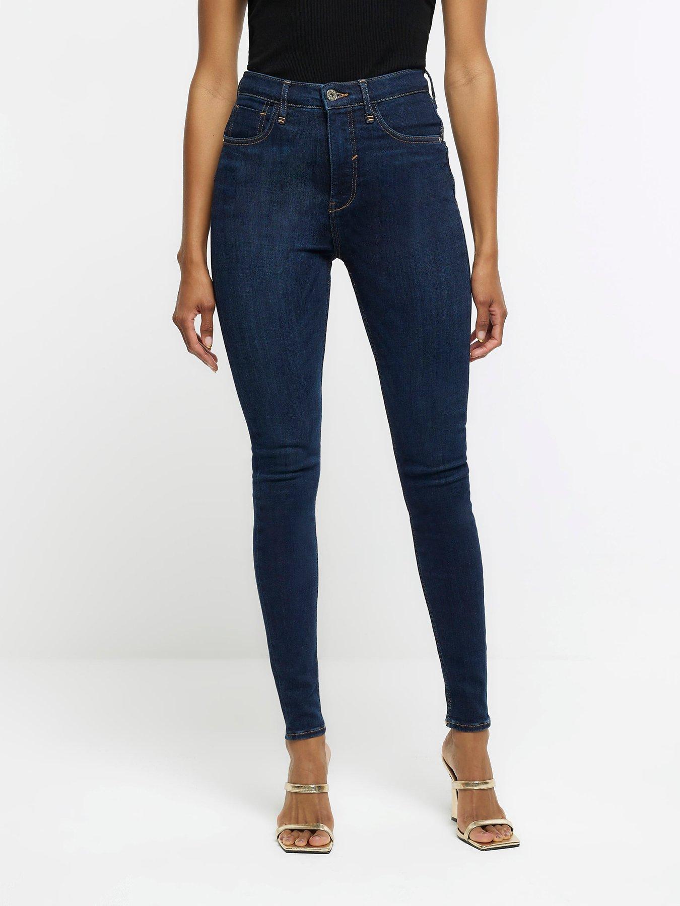 Blue mid rise bum sculpt jeggings