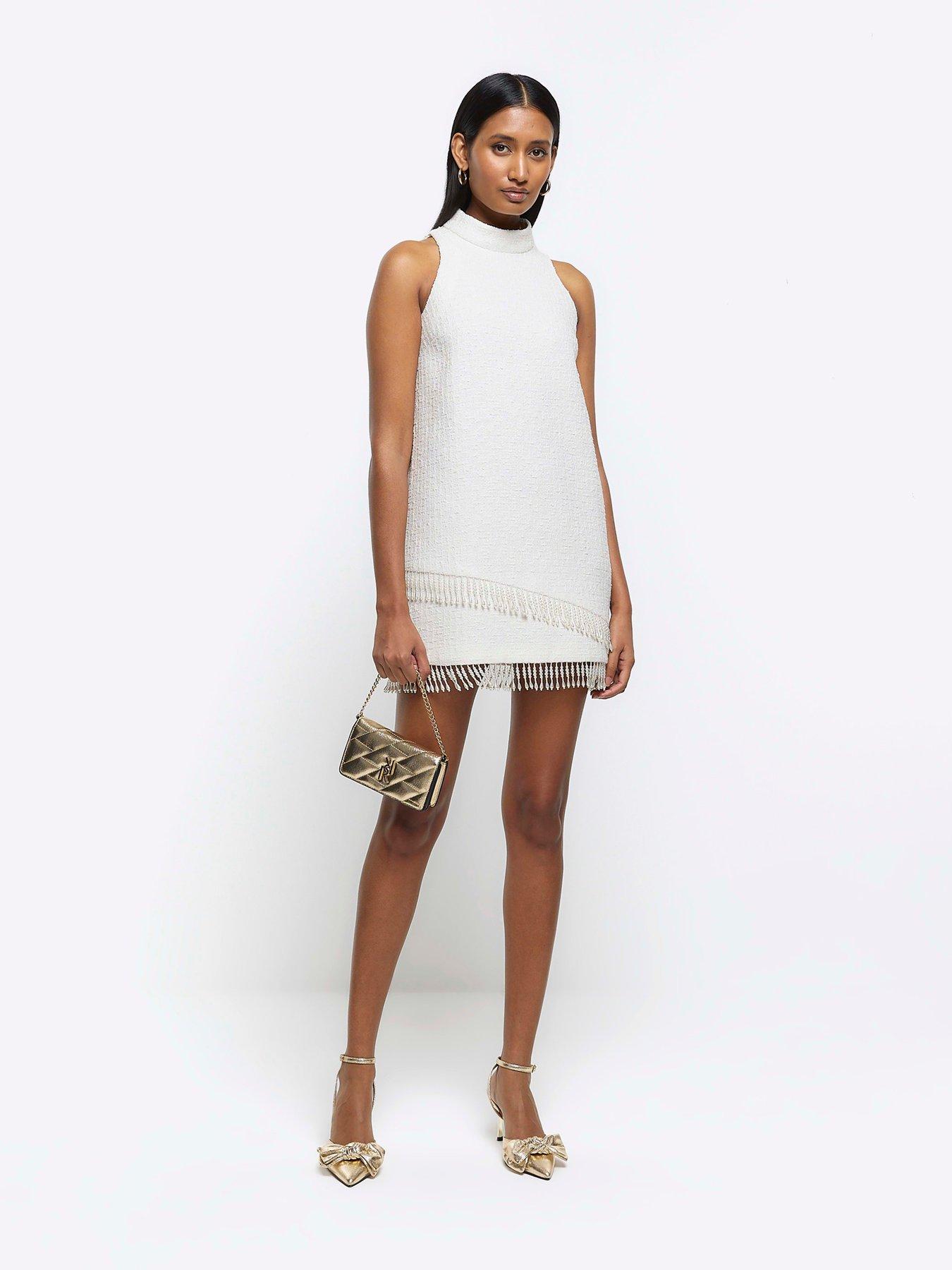 River island boucle shift dress hot sale in ivory