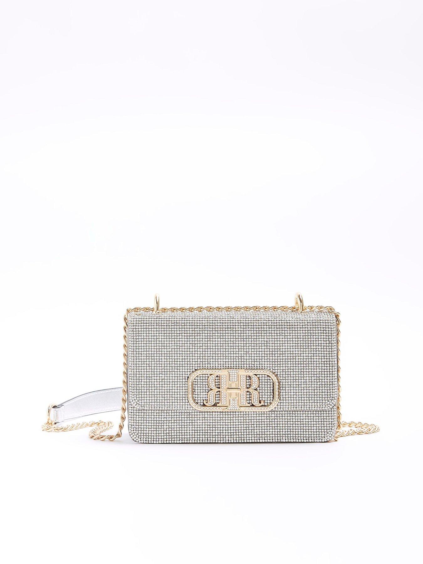 River Island Heatseal Shoulder Bag Silver Very.co.uk
