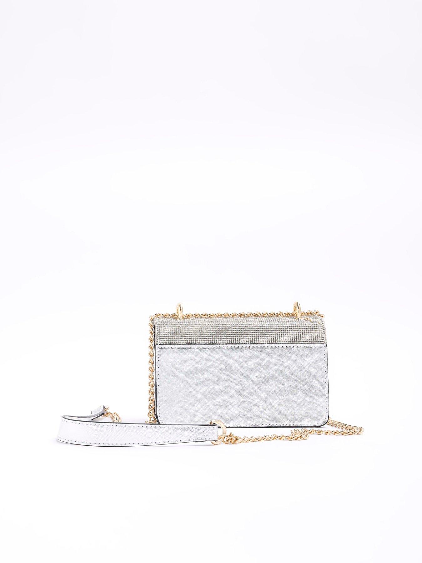 River Island Heatseal Shoulder Bag Silver Very.co.uk