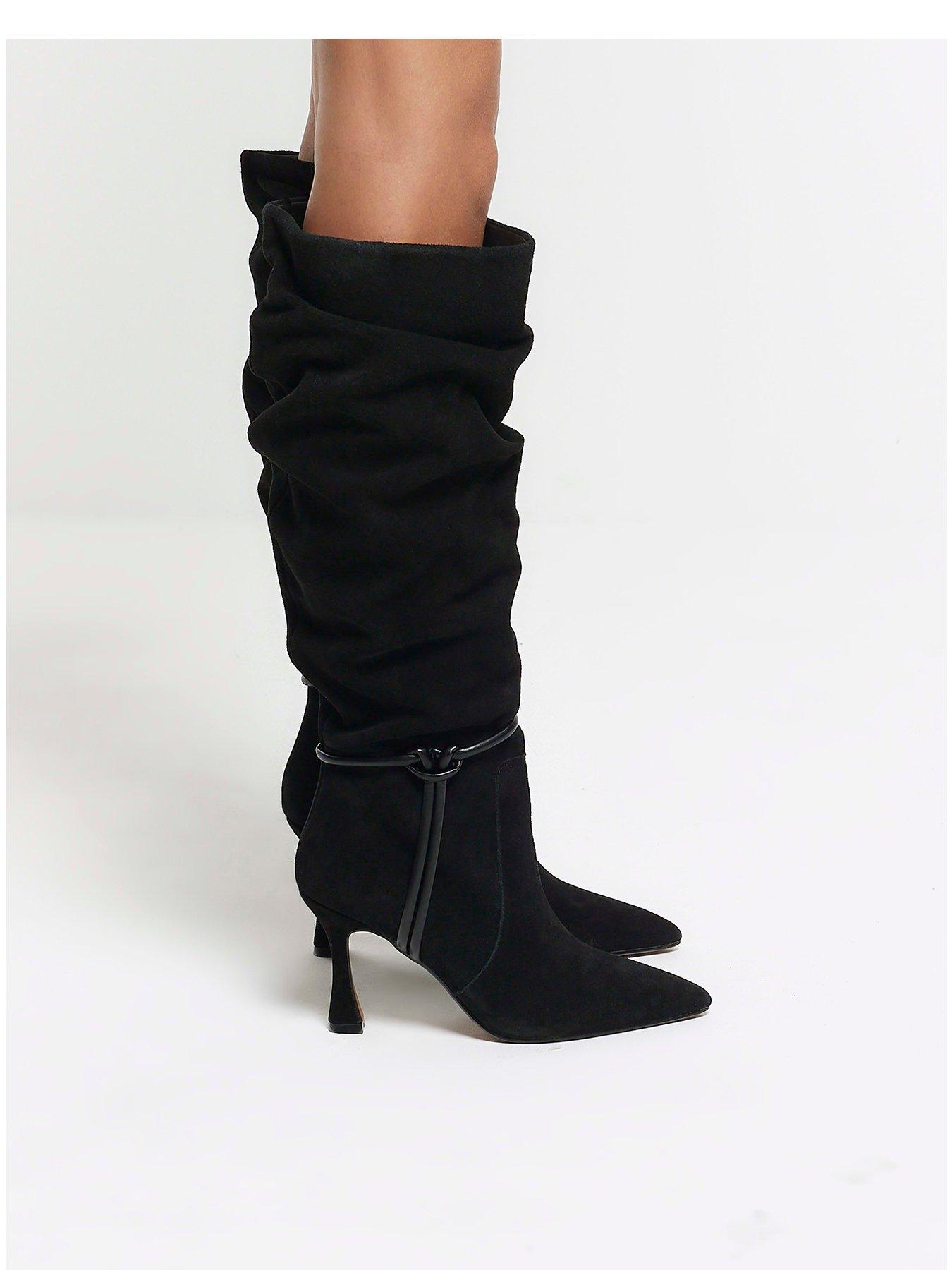 river island black slouch boots