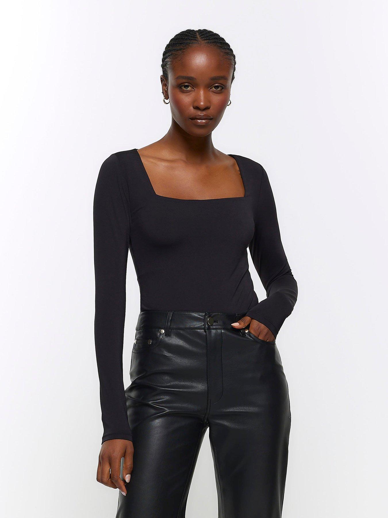 River Island Square Neck Bodysuit - Black