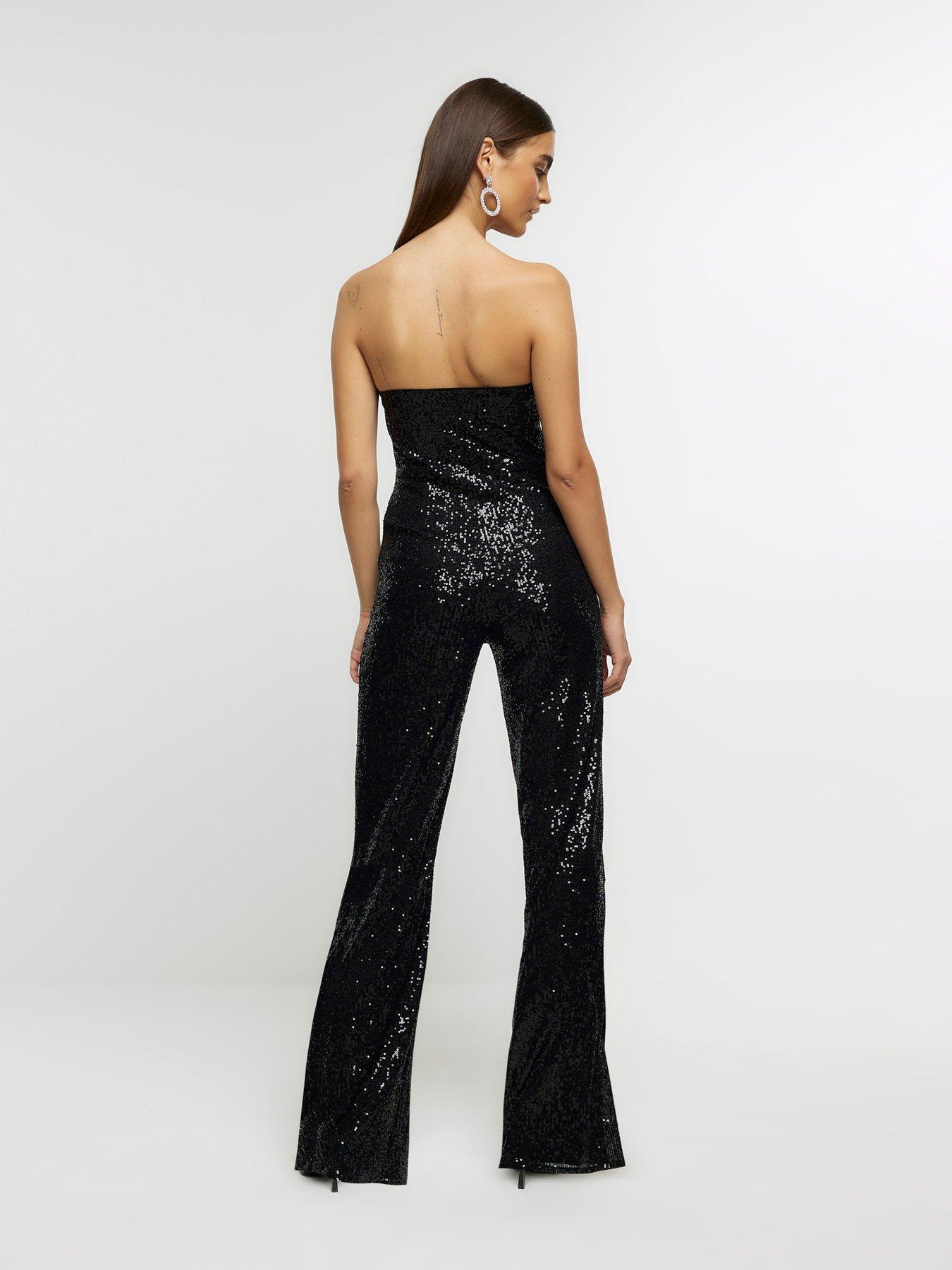 River Island Bandeau Jumpsuit Black very.co.uk