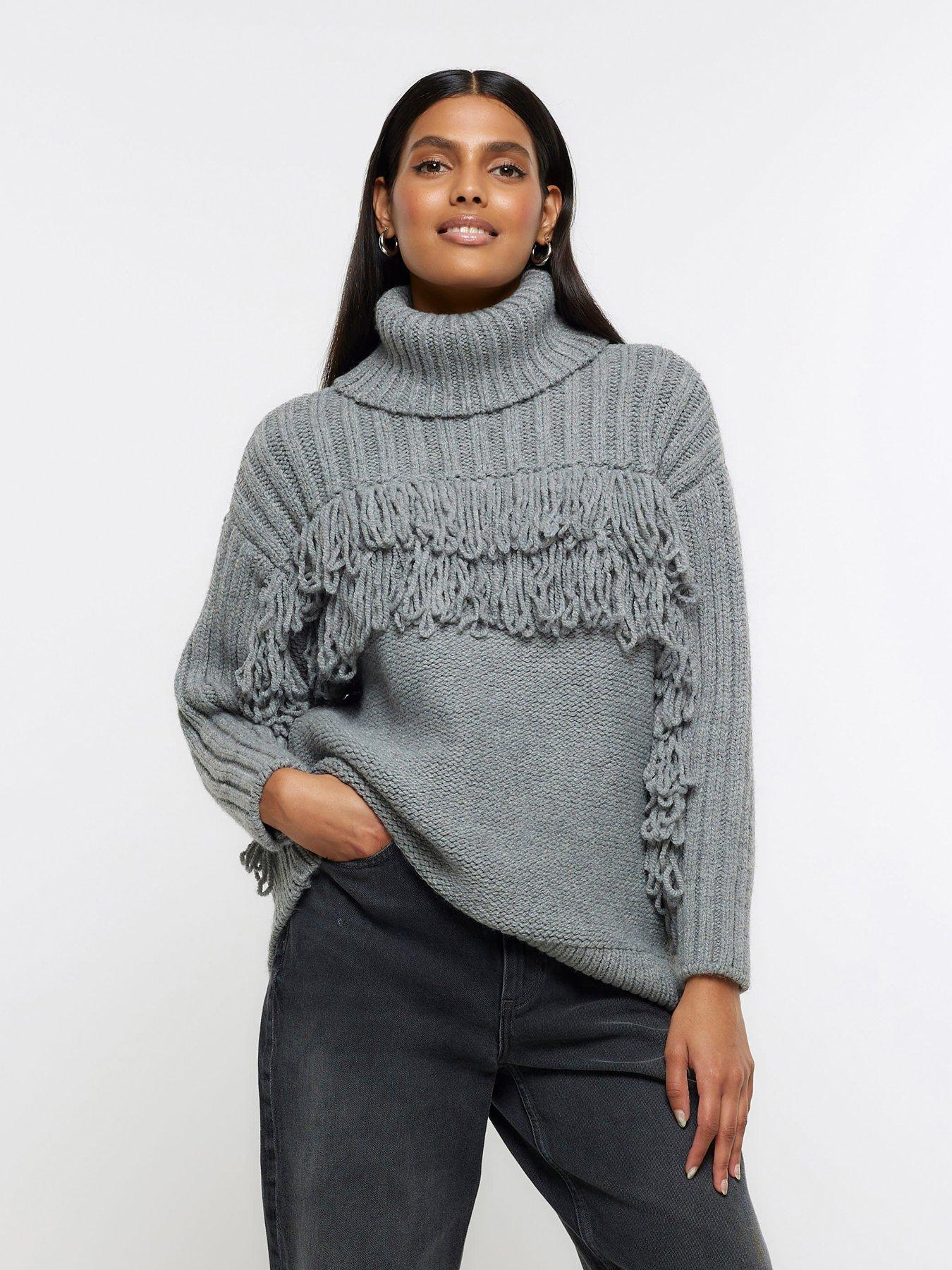 Mint Velvet Dark Grey Sequin Cuff Jumper | Very.co.uk
