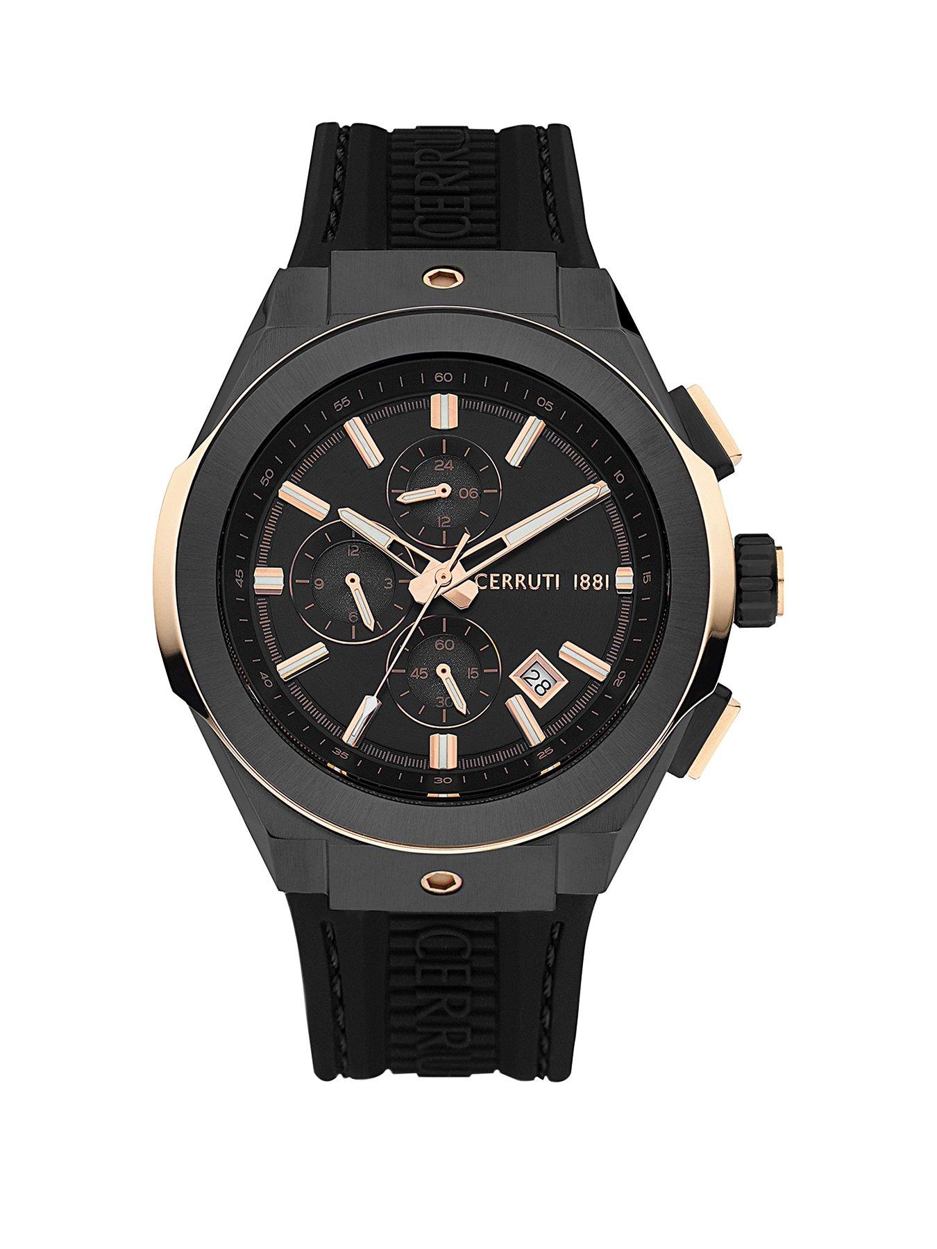 Cerruti Black Silicone Strap Watch with Black Dial very