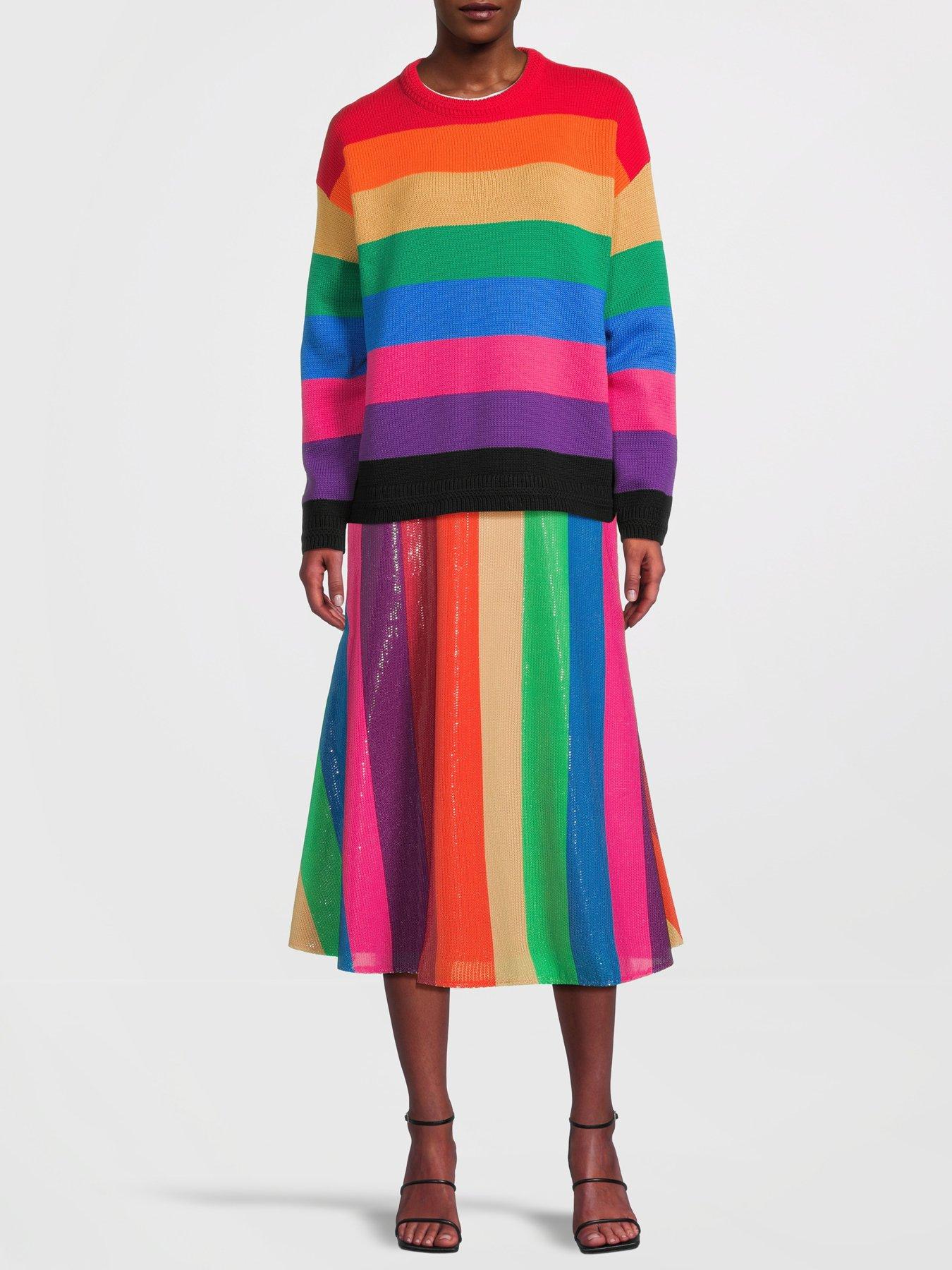 Multi coloured outlet striped skirt uk