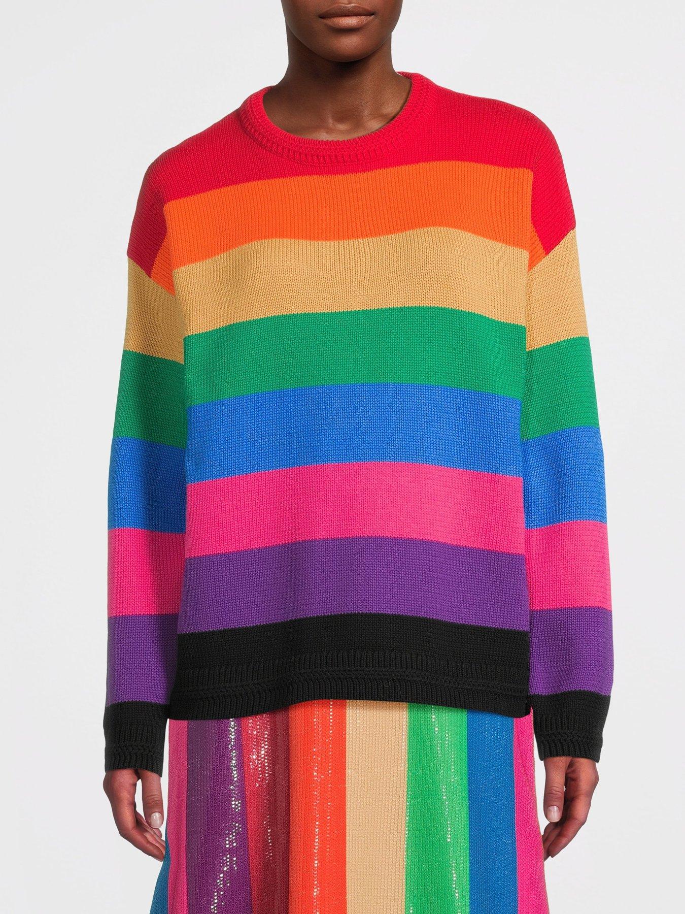 Monki crew neck rainbow jumper sale